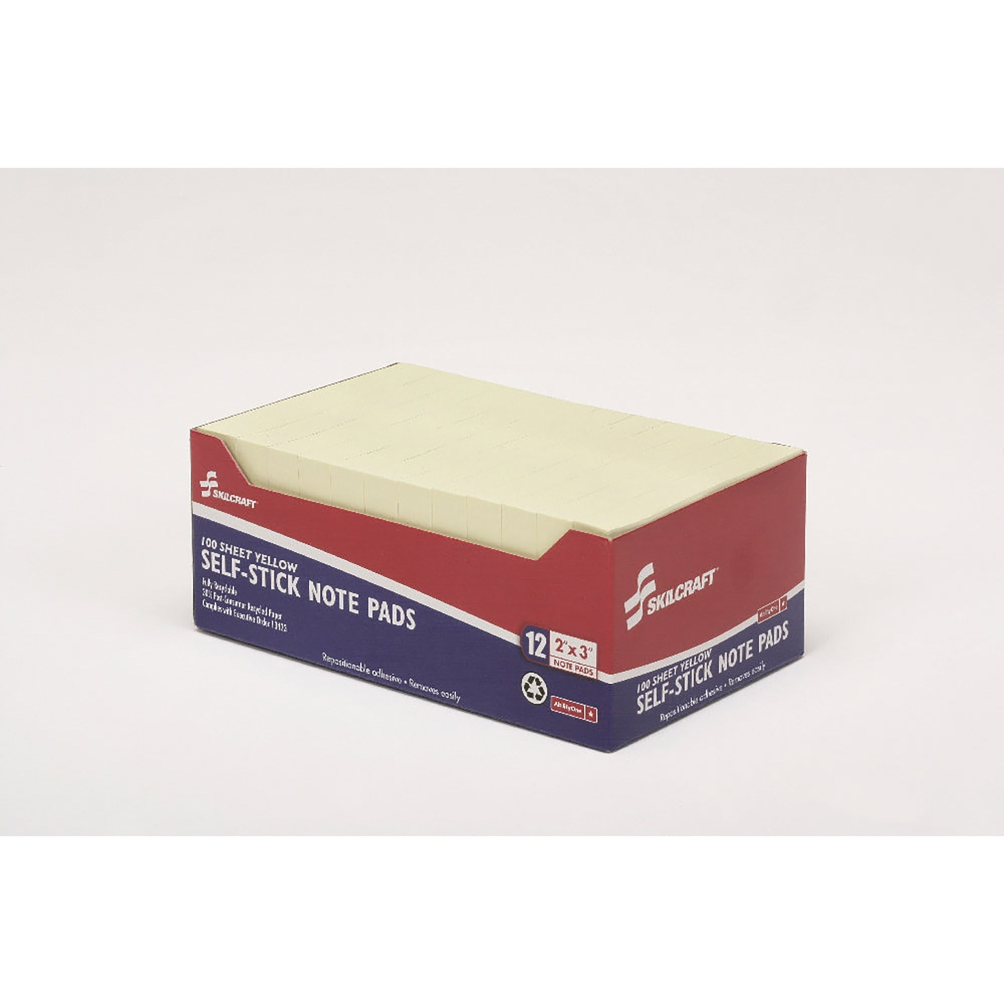 Pad, Writing Paper, Self-Stick, Repositionable, Unruled, Yellow, 2" x 3" - 12/PK