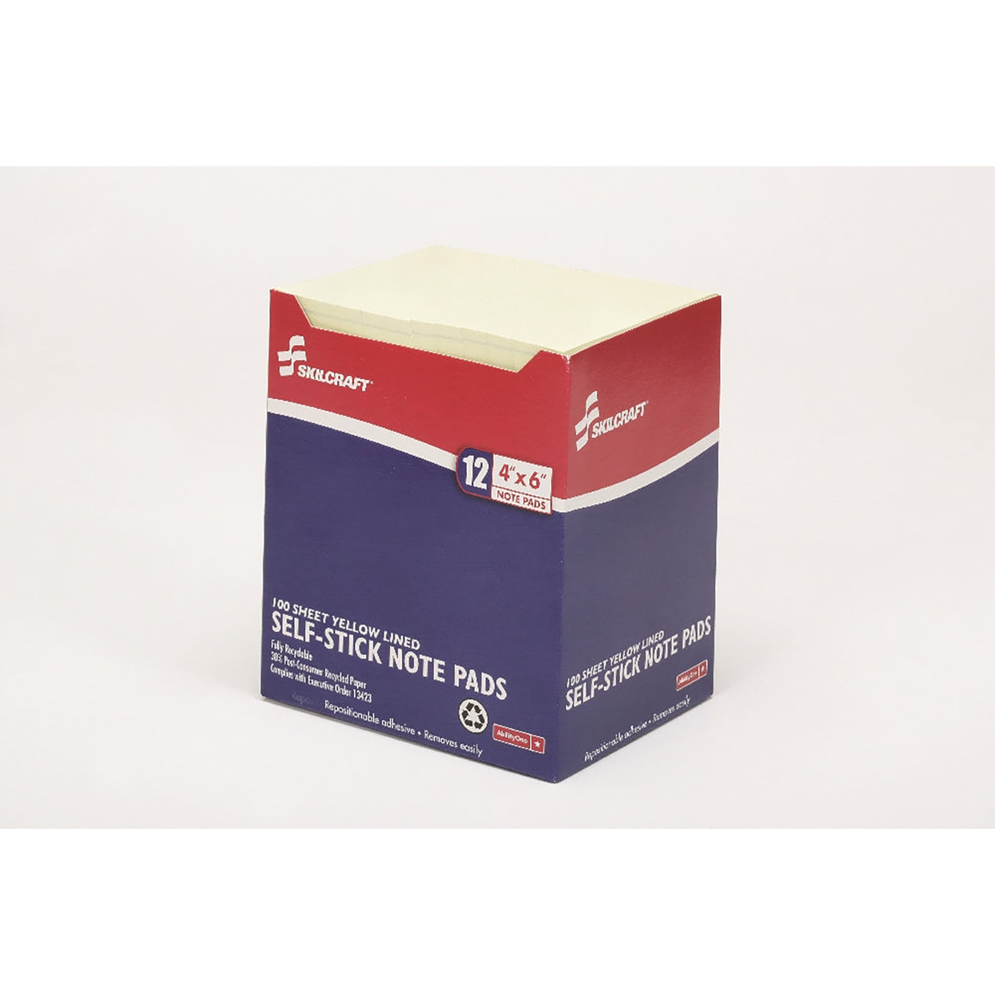Pad, Writing Paper, Self-Stick, Repositionable, Ruled, Yellow, 4" x 6" - 12/PK