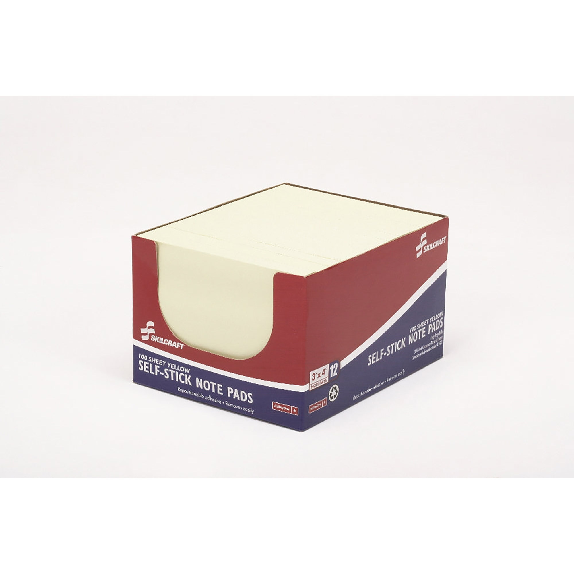 Pad, Writing Paper, Self-Stick, Repositionable, Unruled, Yellow, 3" x 4" - 12/PK