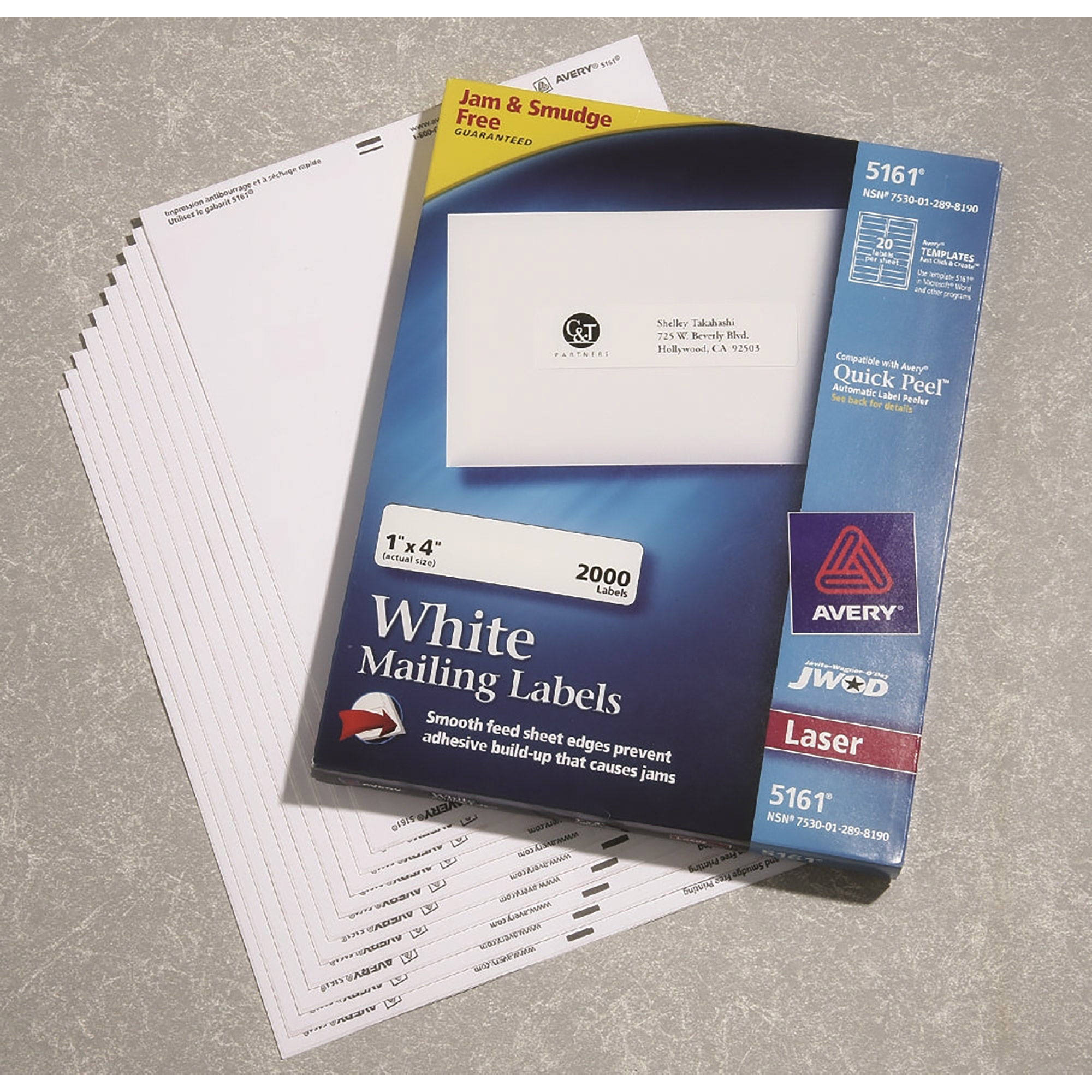 Labels, Laser, Easypeel, White, 1" x 4" - 100/BX