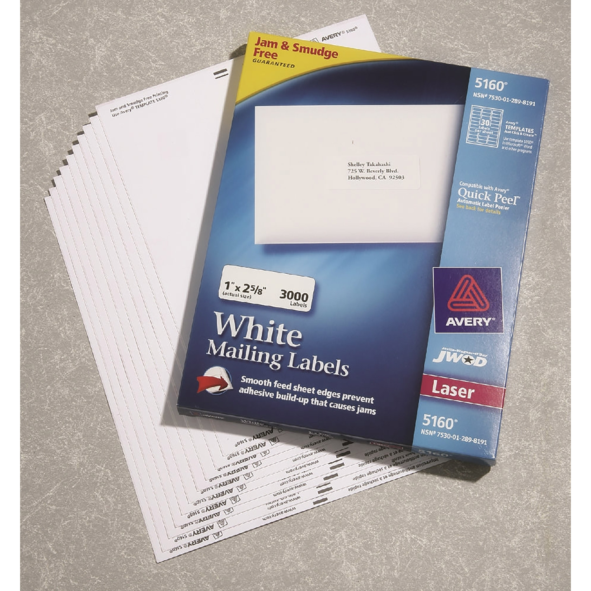 Labels, Laser, EasyPeel, White, 1" x 2-5/8" - Each