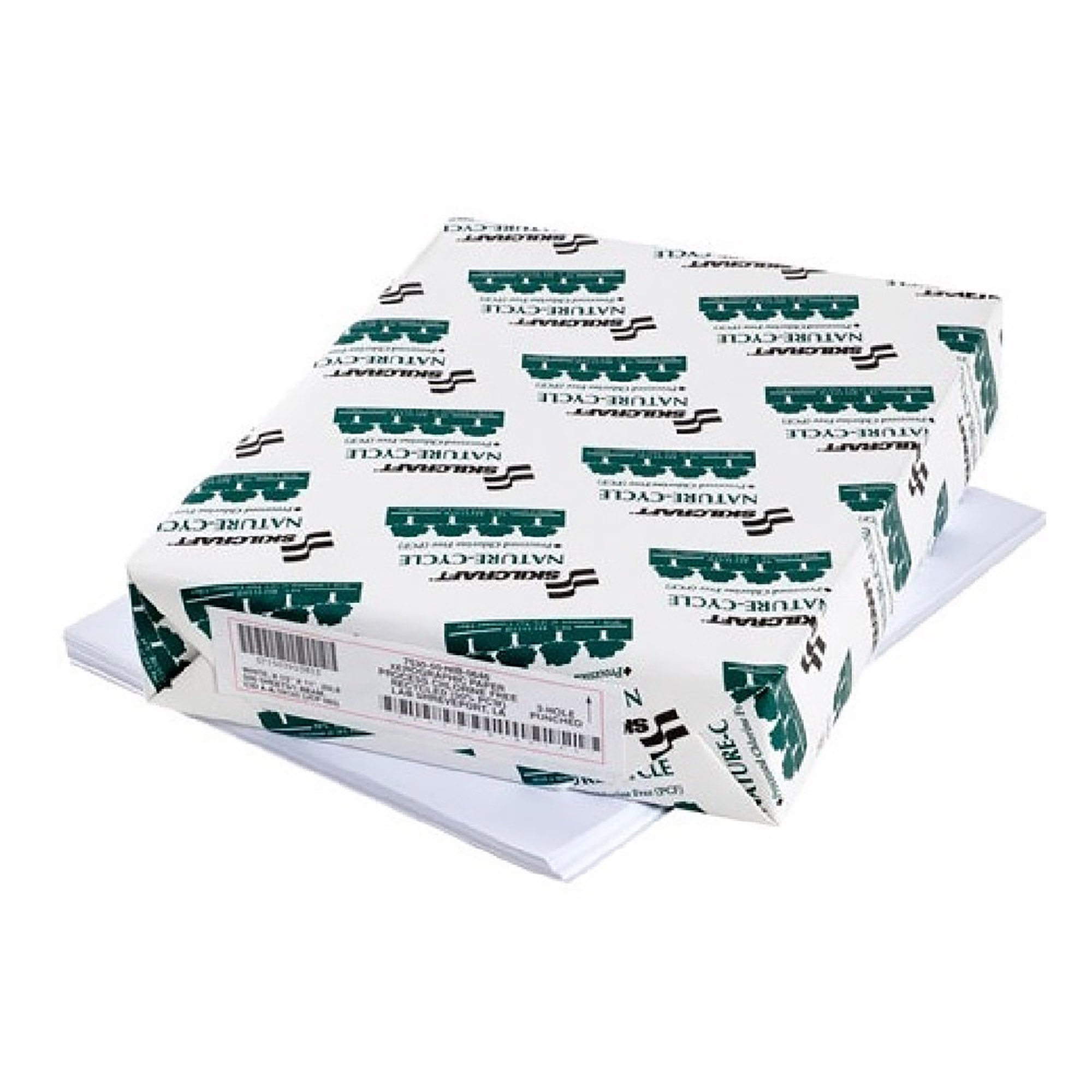 Nature-Cycle Paper, Process Chlorine Free, Dual Purpose, 3-Hole Punched, White, 8.5" x 11" - Each