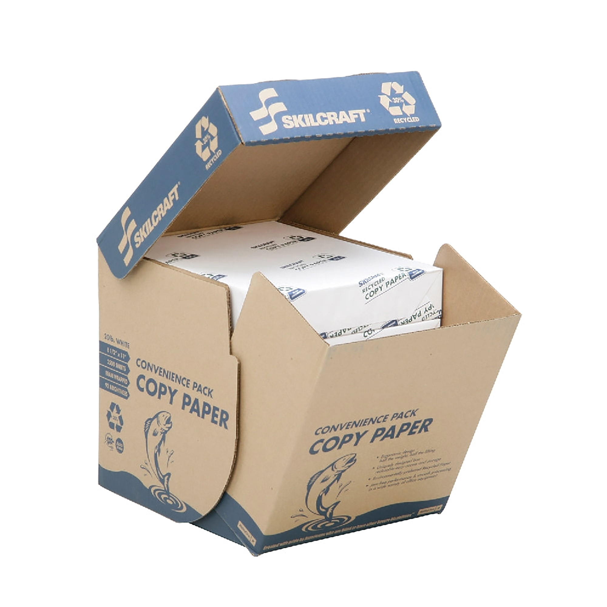 Paper, Copy, 20 Lb Weight Basis, Ream Wrapped, White, 8-1/2" x 11" - 5/BX