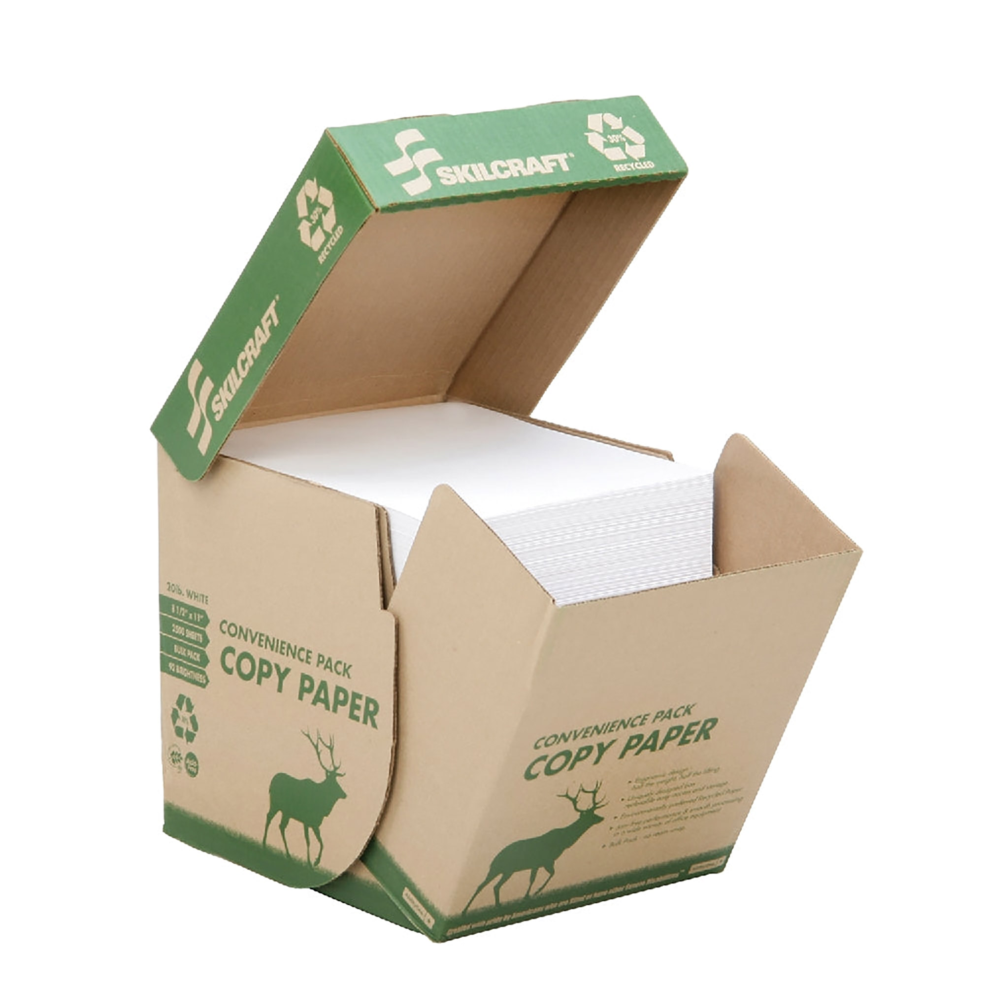 Paper, Copy, 20 Lb Weight Basis, Reamless (Bulk), White, 8-1/2" x 11" - 5/BX
