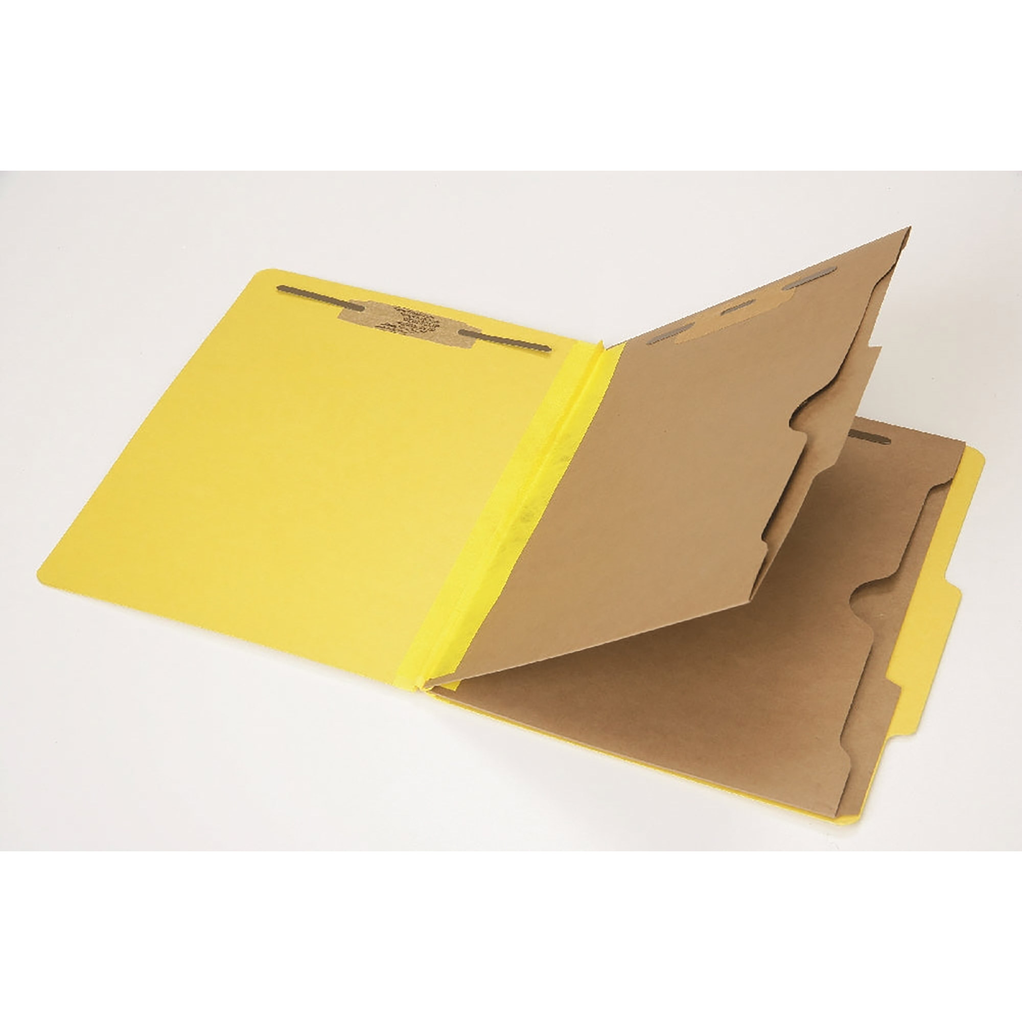 Folder, File, Classification, 2 Dividers With Pockets, Kraft, 6 Part, Yellow, Letter - 10/BX