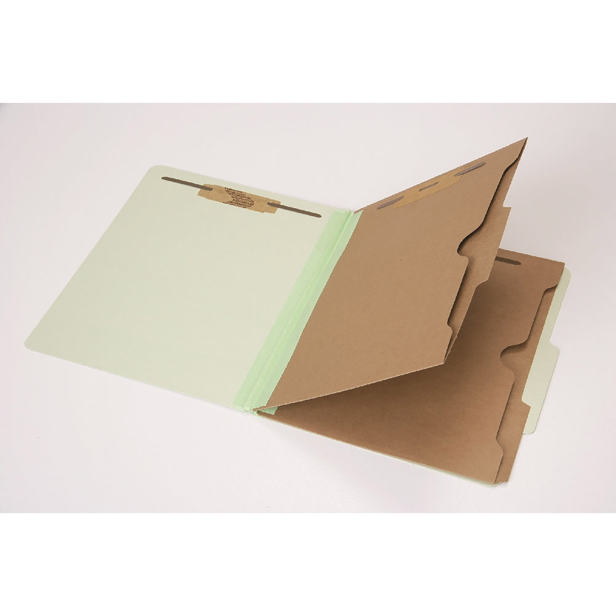 Folder, File, Classification, 2 Dividers With Pockets, Kraft, 6 Part, Light Green, Letter - 10/BX
