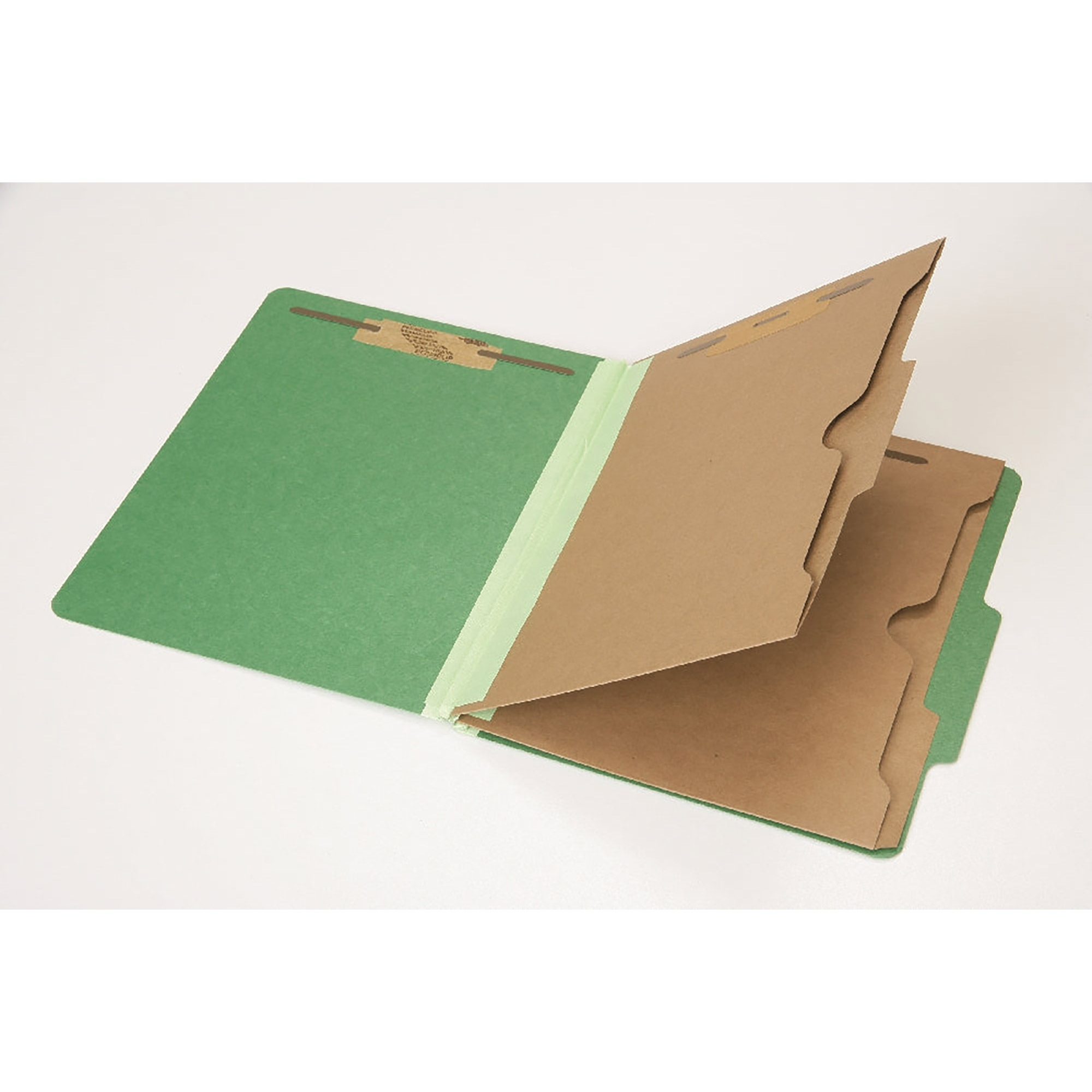 Folder, File, Classification, 2 Dividers With Pockets, Kraft, 6 Part, Dark Green, Letter - 10/BX