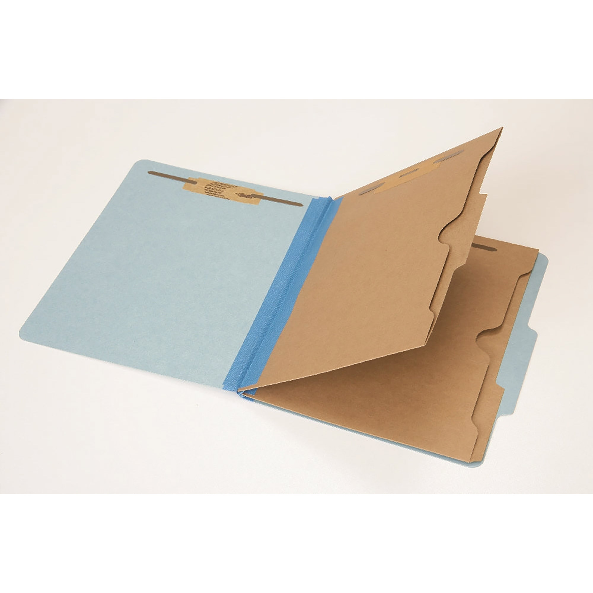 Folder, File, Classification, 2 Dividers With Pockets, Kraft, 6 Part, Light Blue, Letter - 10/BX