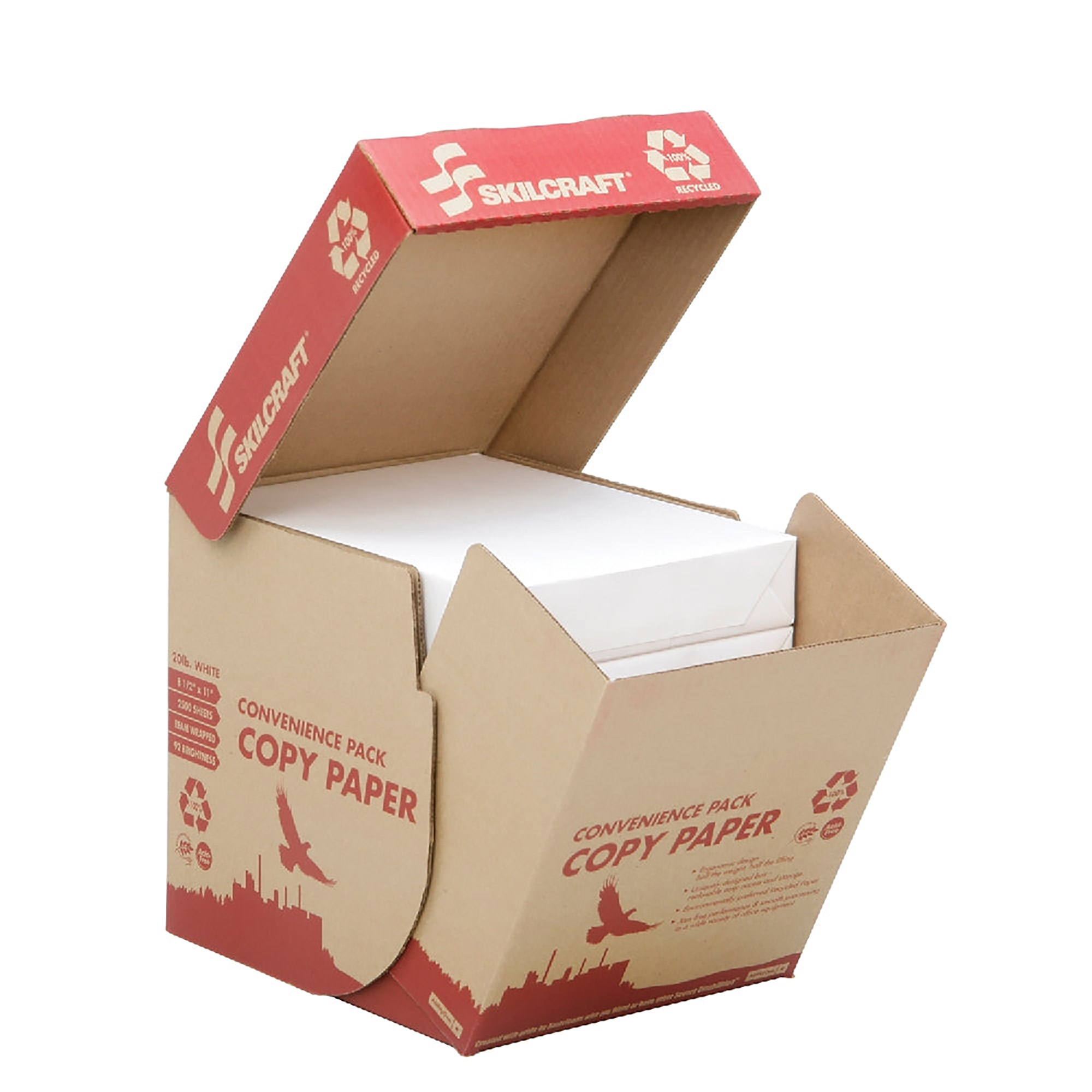 Copy Paper, 8.5 x 11, 100% Recycled, Ream Wrapped 2500 Sheet Convenience Pack - 2500/BX