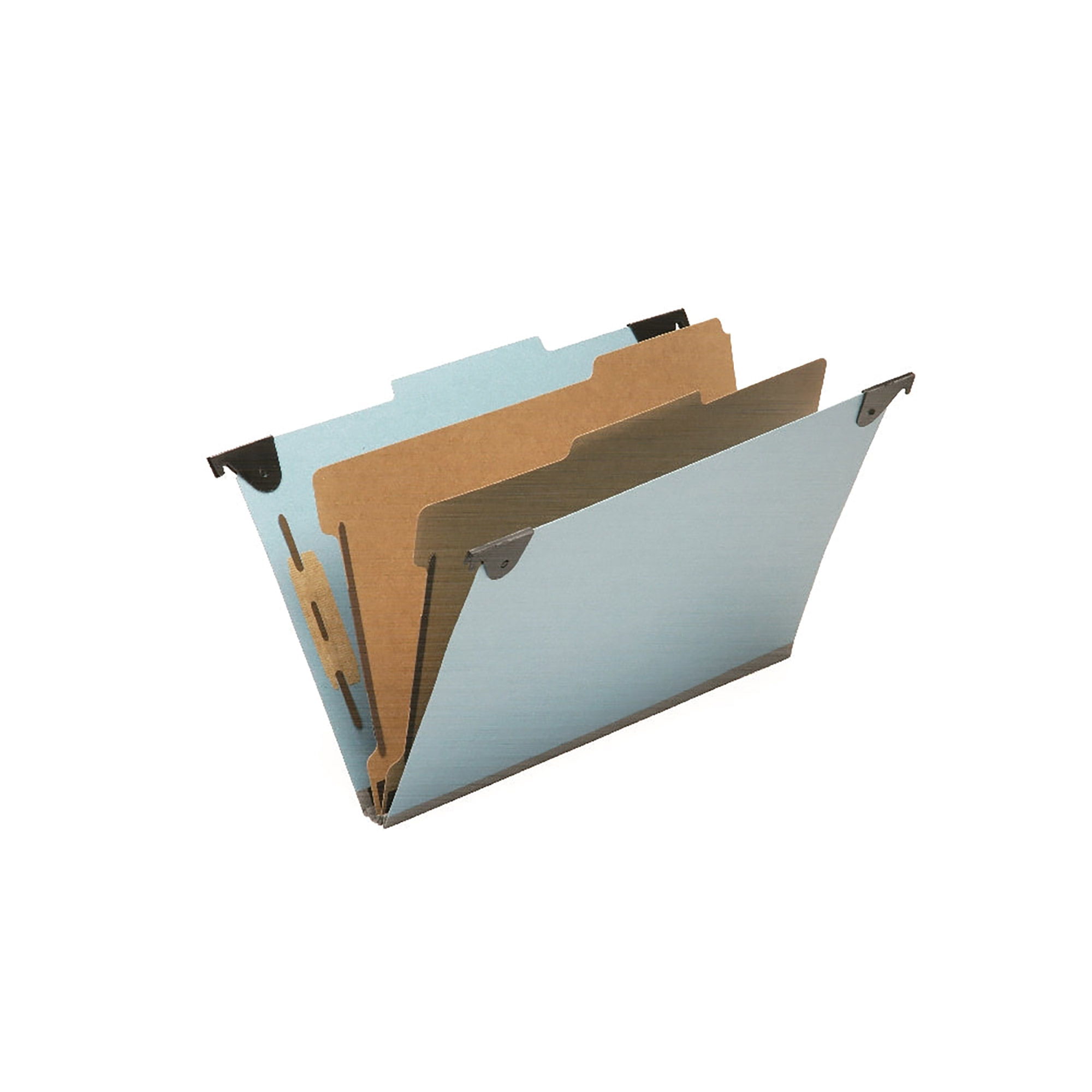 Folder, File, Hanging, Light Blue, Legal Size, 2-Dividers, 6 Sections - 5/BX