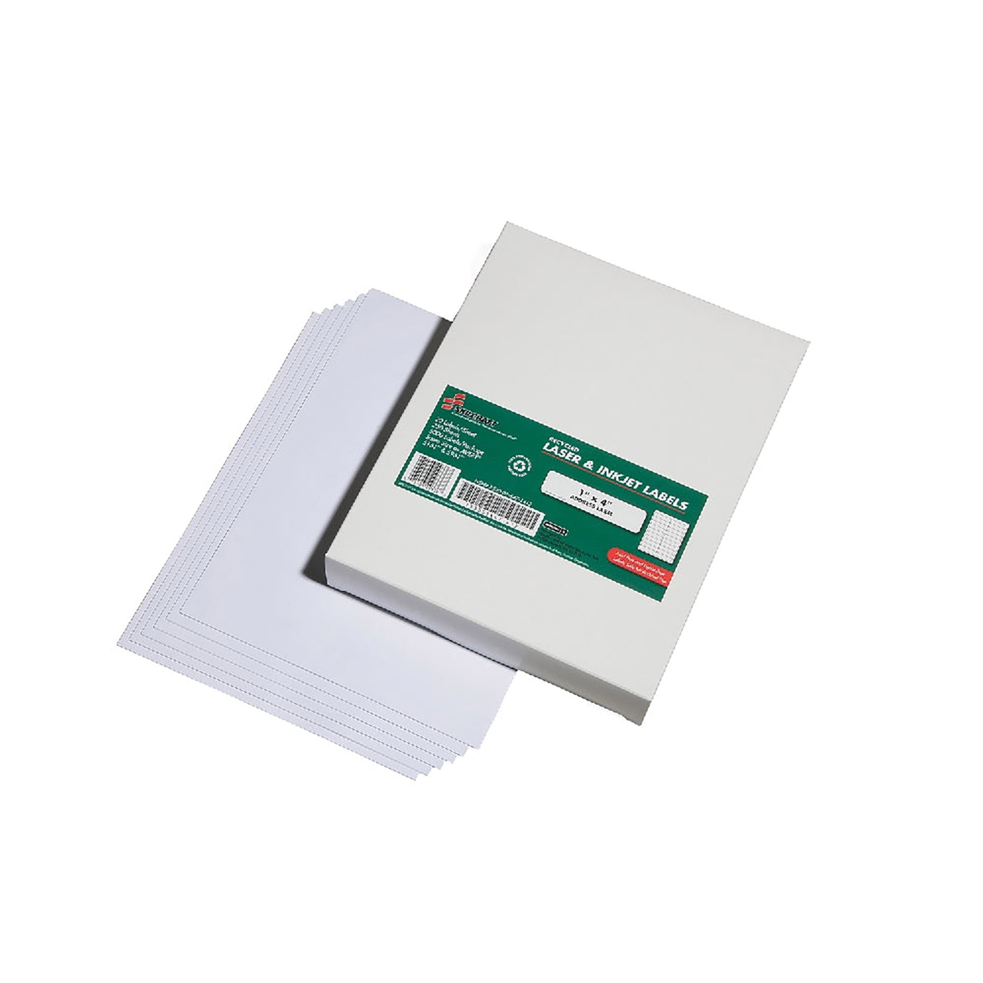 Label, Address, Recycled, Laser And Inkjet, White, 1" x 4" - 250/BX