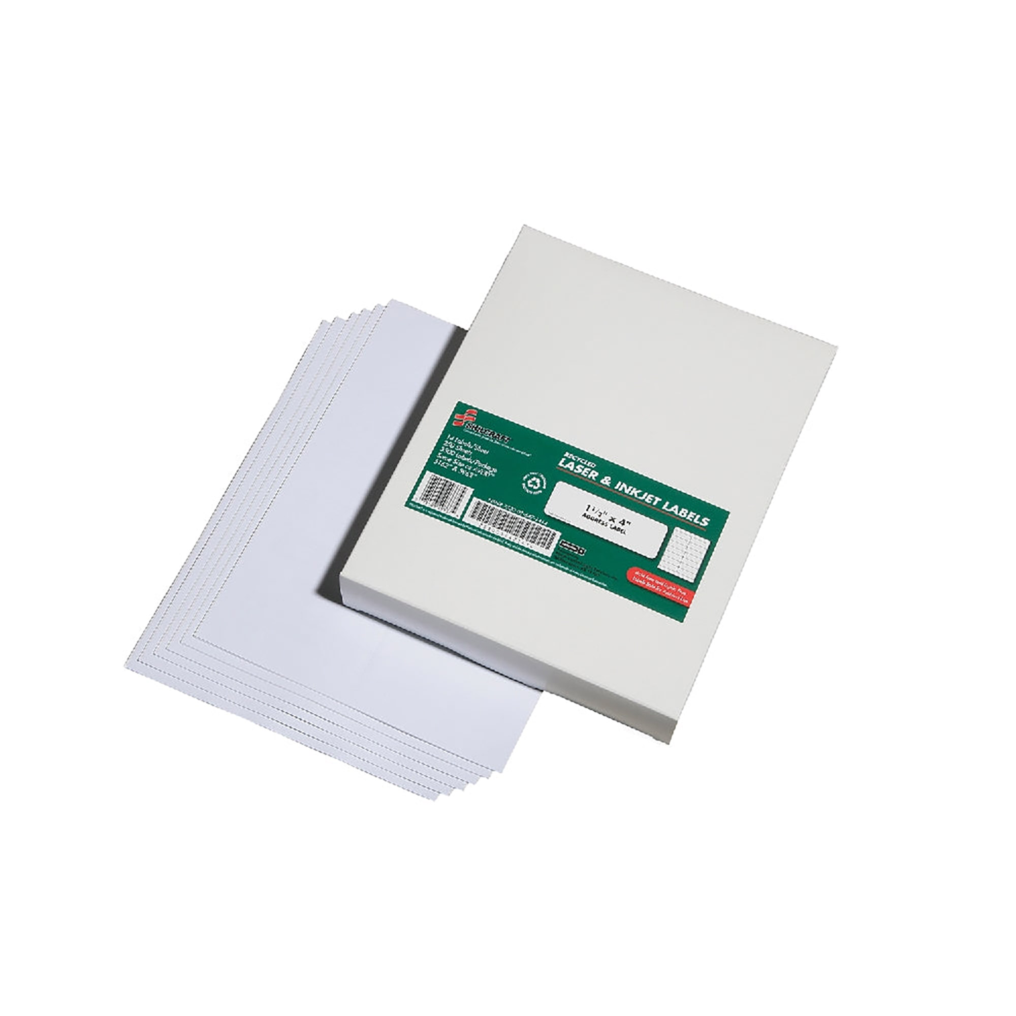 Label, Address, Recycled, Laser And Inkjet, White, 1-1/3" x 4" - 250/BX