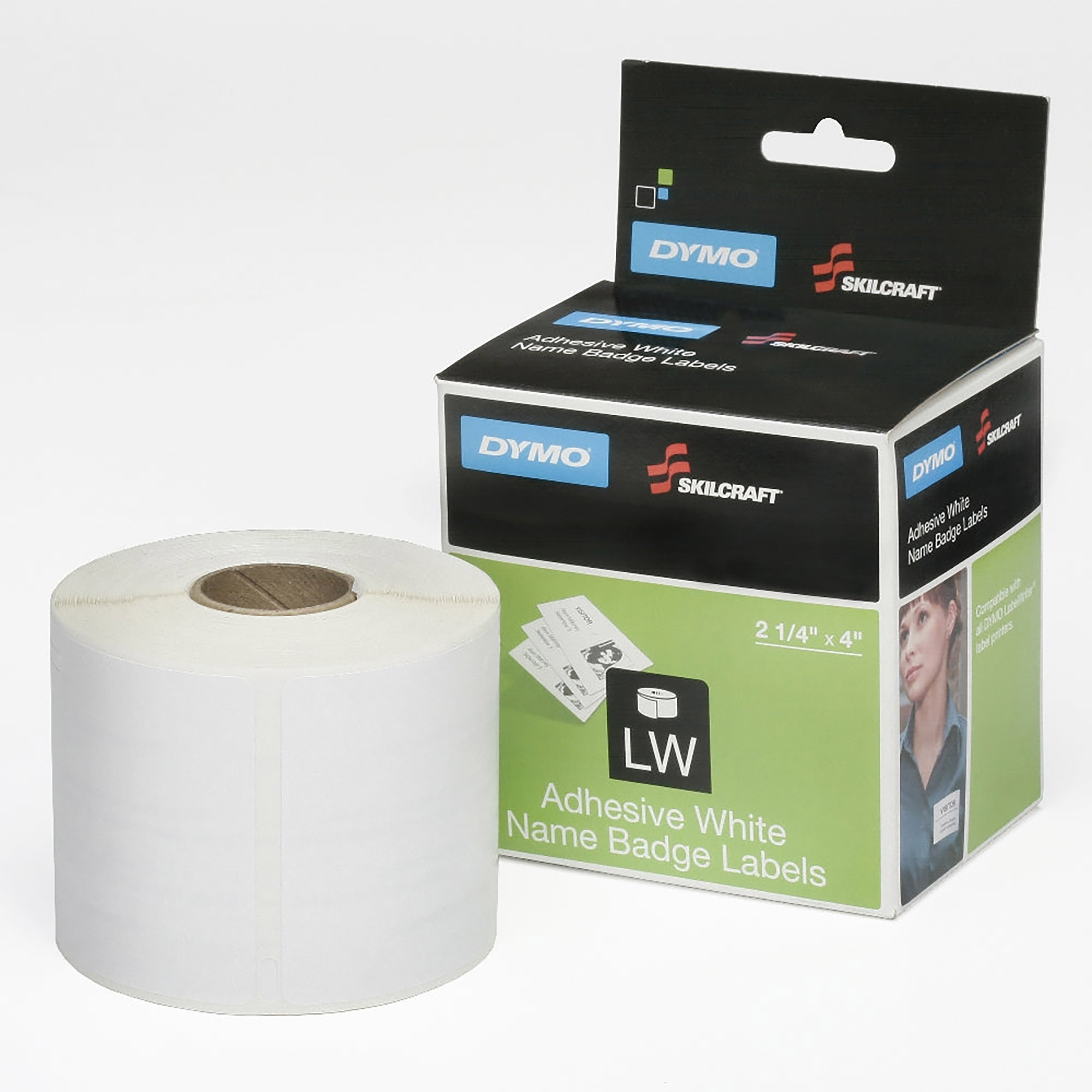 Labels, Name Badge, Clip Hole, Black On White 2-1/4" x 4" - 450/PK