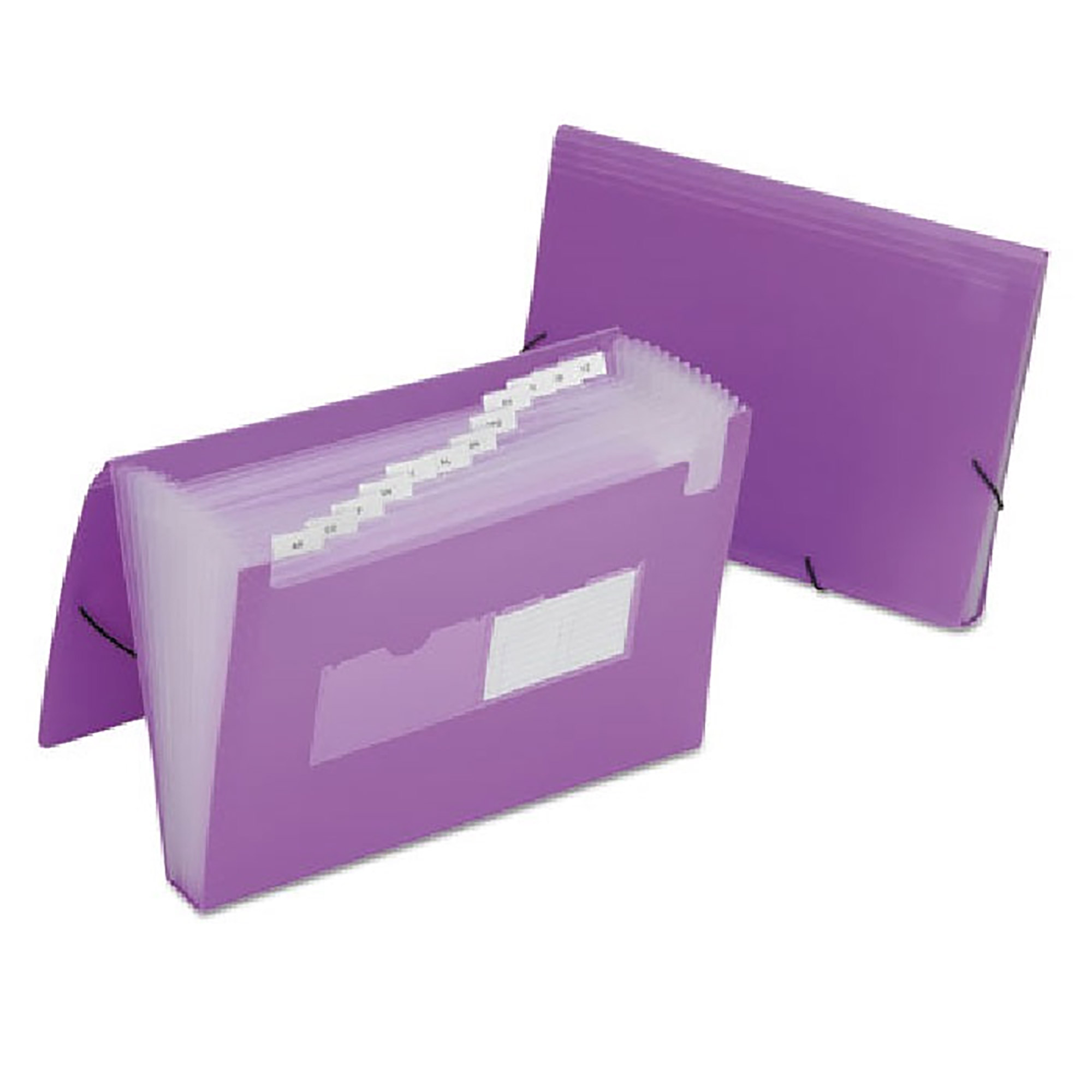 File Folder, Expanding, 12 Tab, Flap and Cord Closure, Polypropylene, Purple - Each