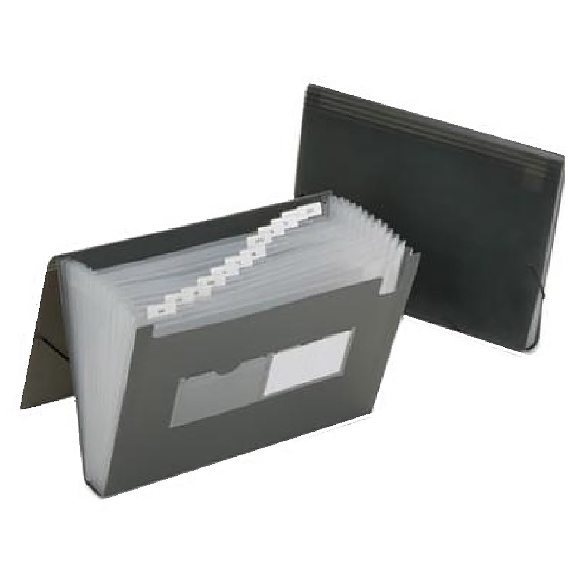 File Folder, Expanding, 12 Tab, Flap and Cord Closure, Polypropylene, Smoke Gray - Each