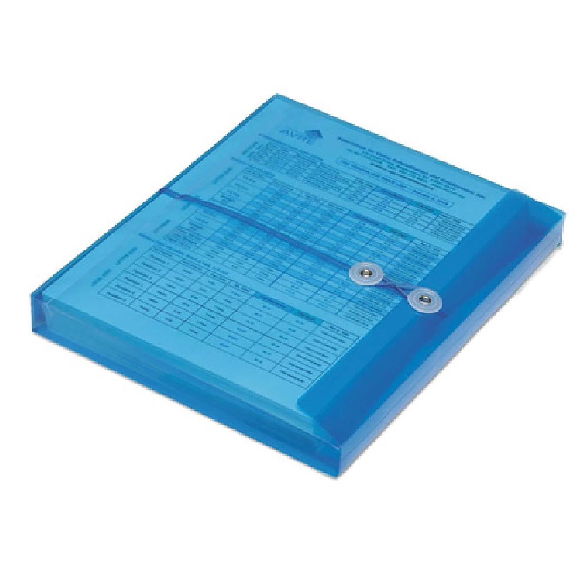 Booklet Envelope, Poly, String And Button, Side Loading, Blue, 11 5/8" x 9 3/4" - 5/PK