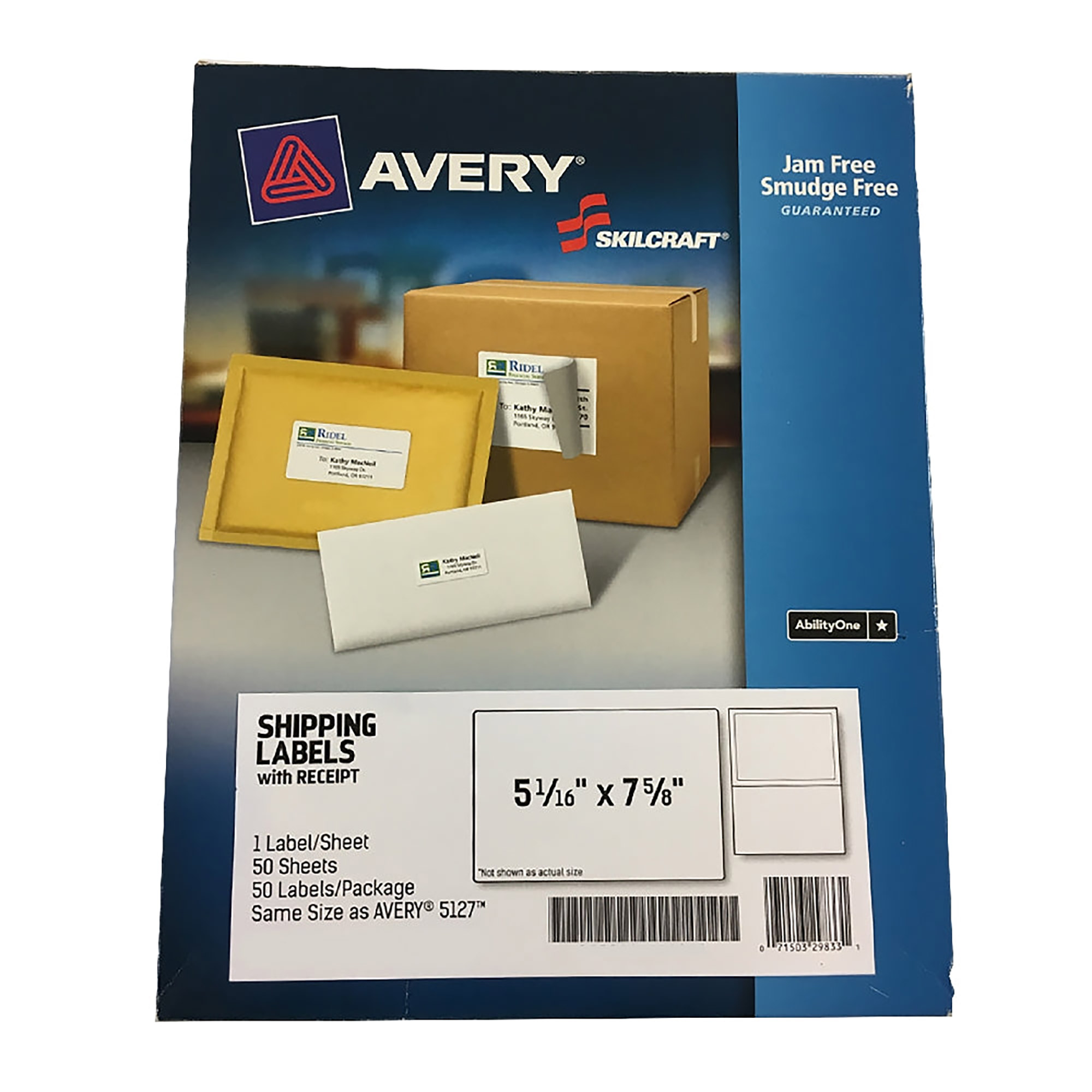 Label, Shipping With Receipt, 5-1/16" x 7-5/8", White, 50 Sheets/PK