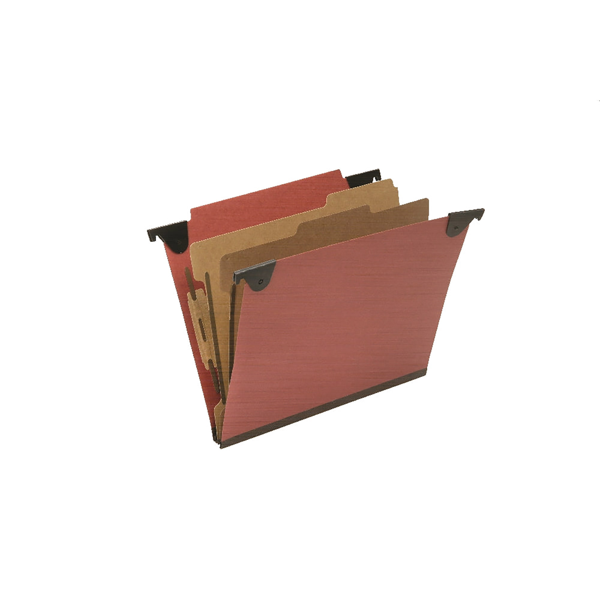 Folder, File, Hanging, Letter Size, 2 Dividers, 6 Sections, Straight Top Tab, Red - 10/BX