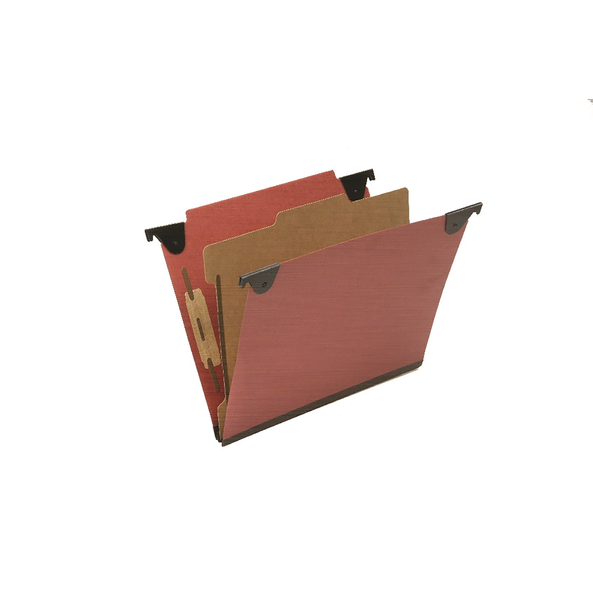 Folder, File, Hanging, Letter Size, 1 Divider, 4 Sections, Straight Top Tab, Red - 10/BX