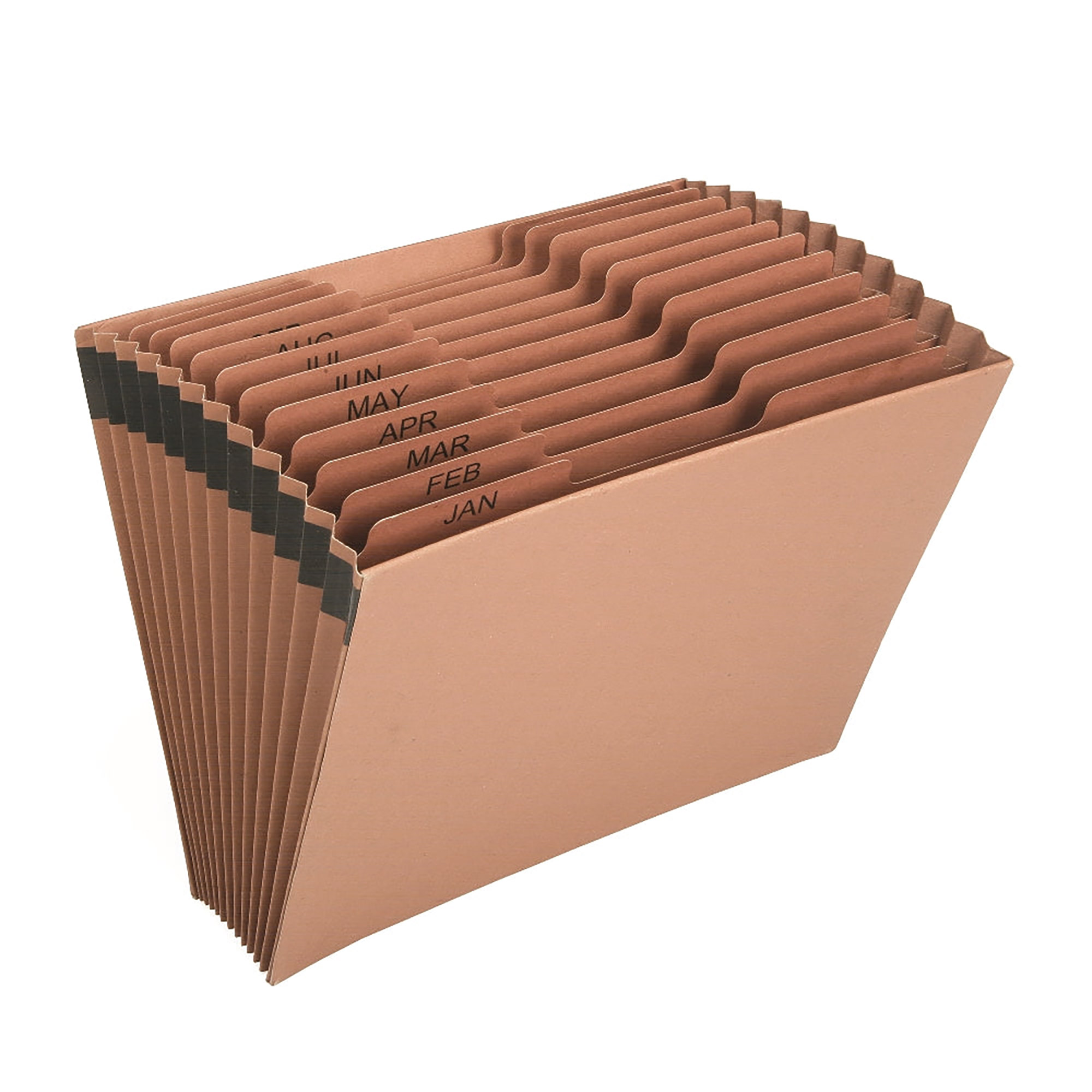 File Folder, Expanding, 12 Tab, Monthly, January thru December, Letter, Brown - Each