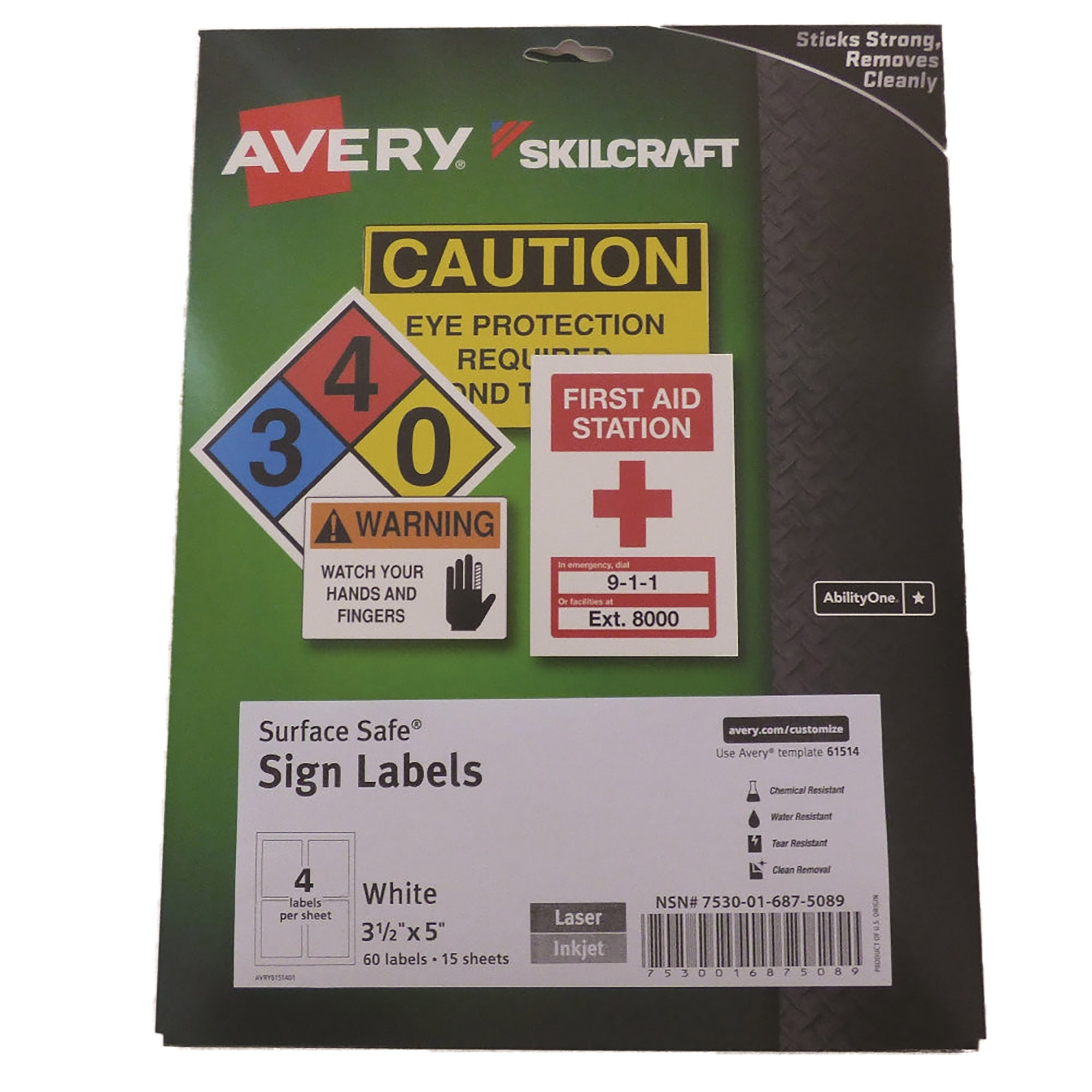 Surface Safe Sign Label Remove Laser/Ink White 3.5" x 5" 15 Sheets/BX