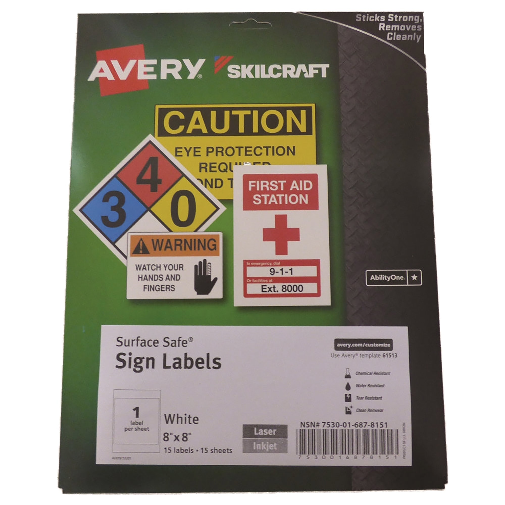 Surface Safe Sign Label Remove Laser/Ink White 8" x 8" 15 Sheets/BX