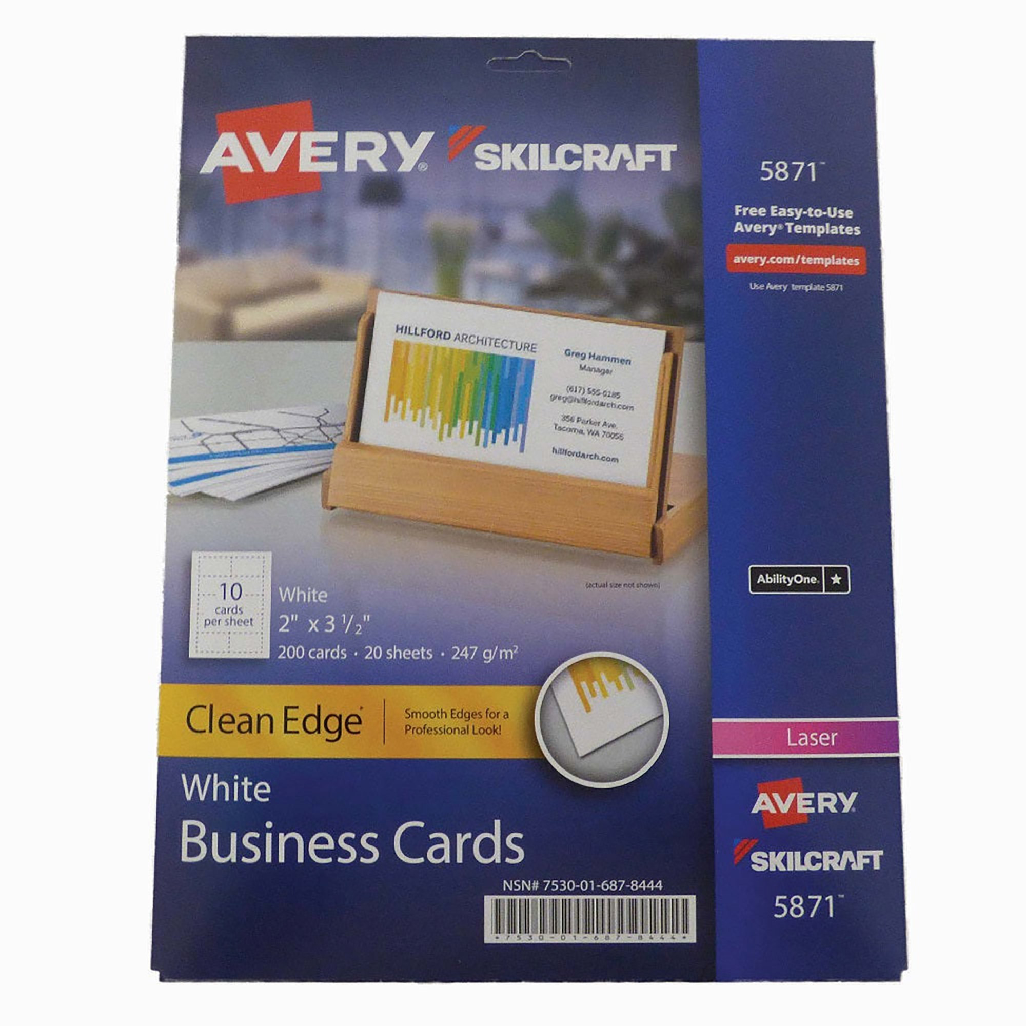 Business Cards Uncoated Two-Sided Print White 2" x 3.5" 200Cd, 20 Sheets/PK