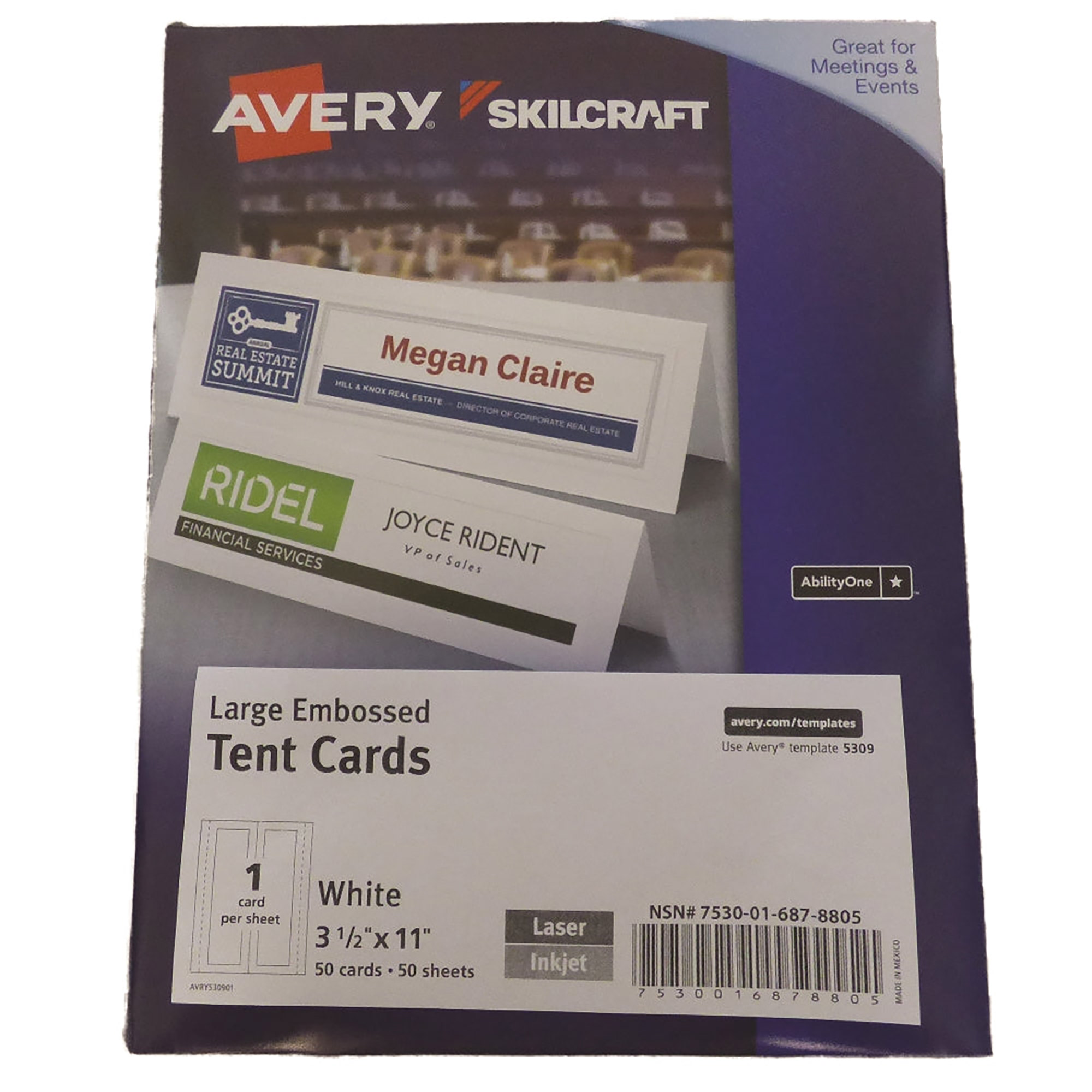 Tent Cards Uncoat Emboss Two-Side Print White 3.5" x 11" 50Cd, 50 Sheets/PK
