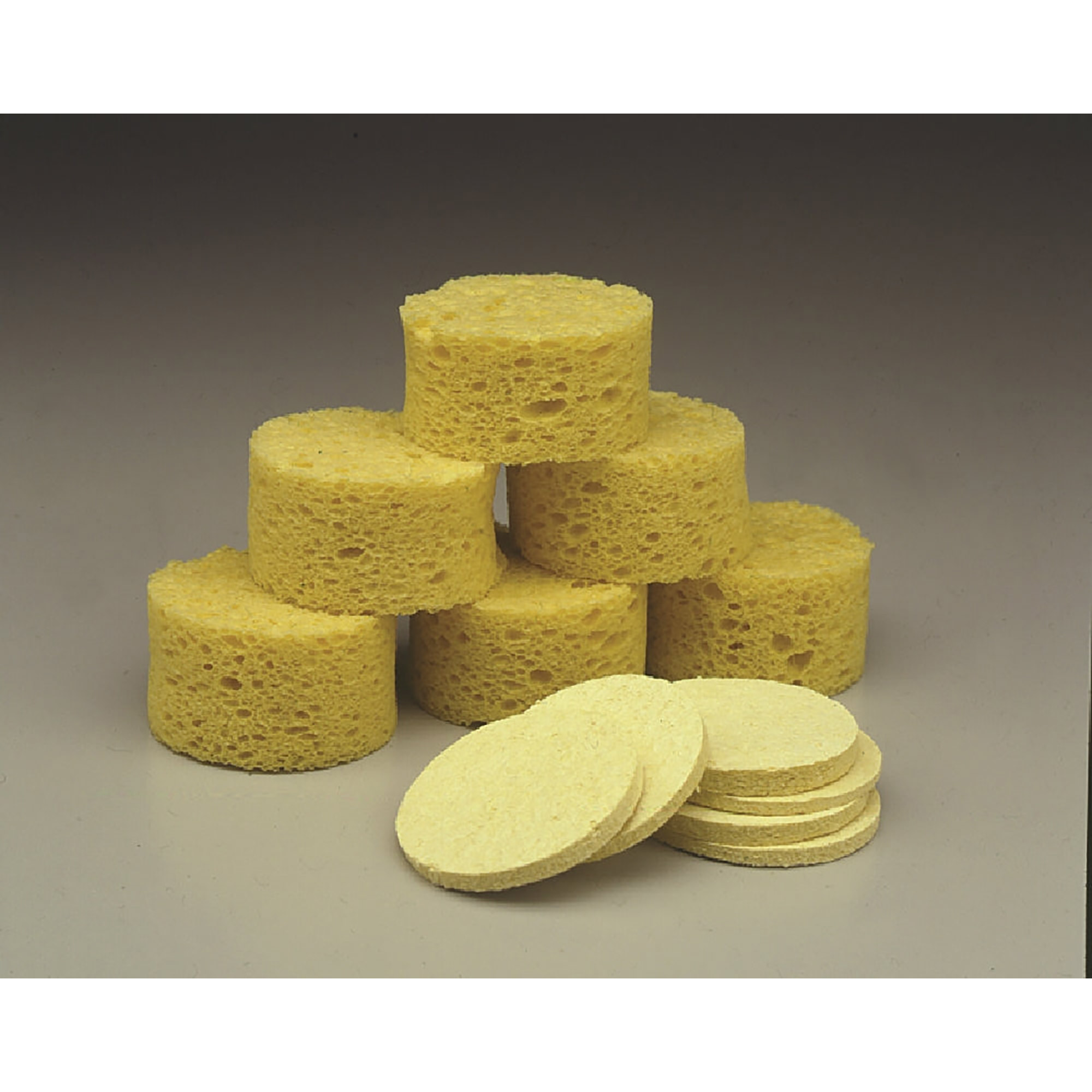 Sponge, Cellulose, Coarse-Textured, Compressed, Natural, 2-1/4" x 1-3/8" - 12/PK