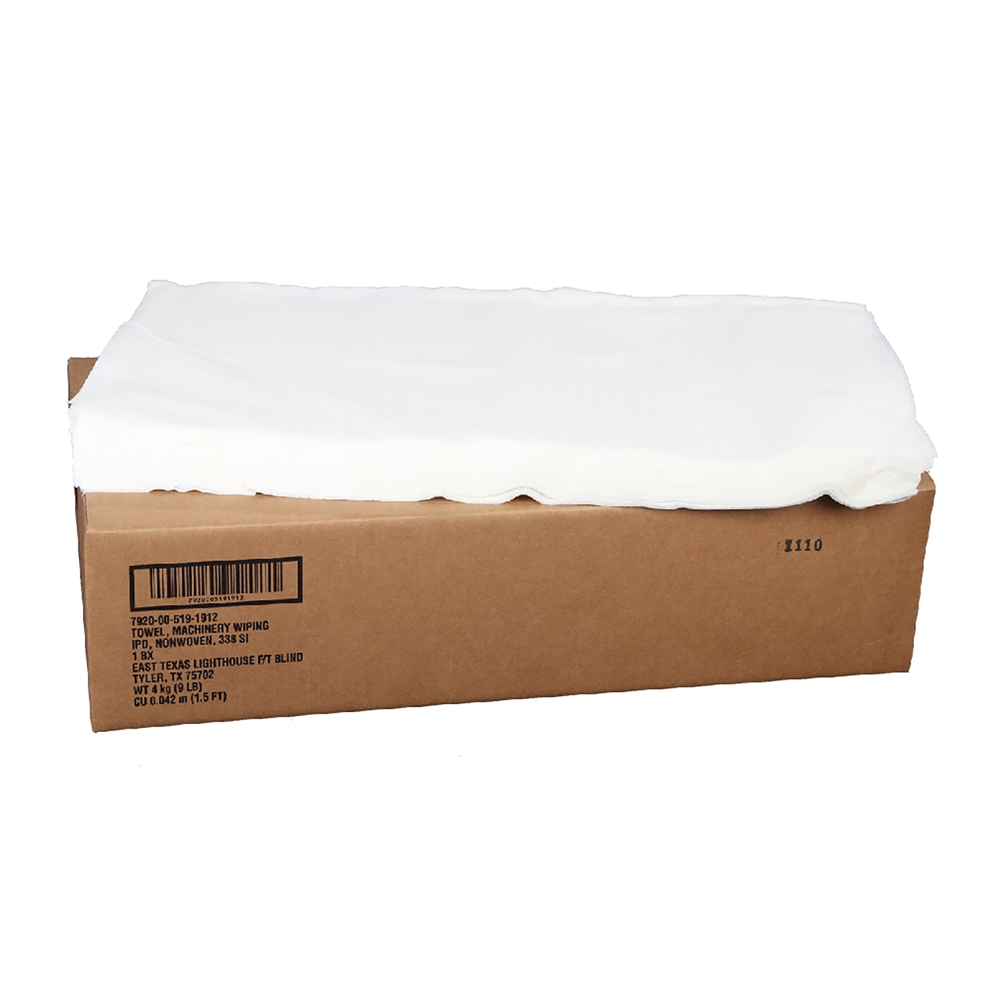 Towel, Machinery Wiping, Medium Duty, White, 25" x 14-1/4" - 200/BX