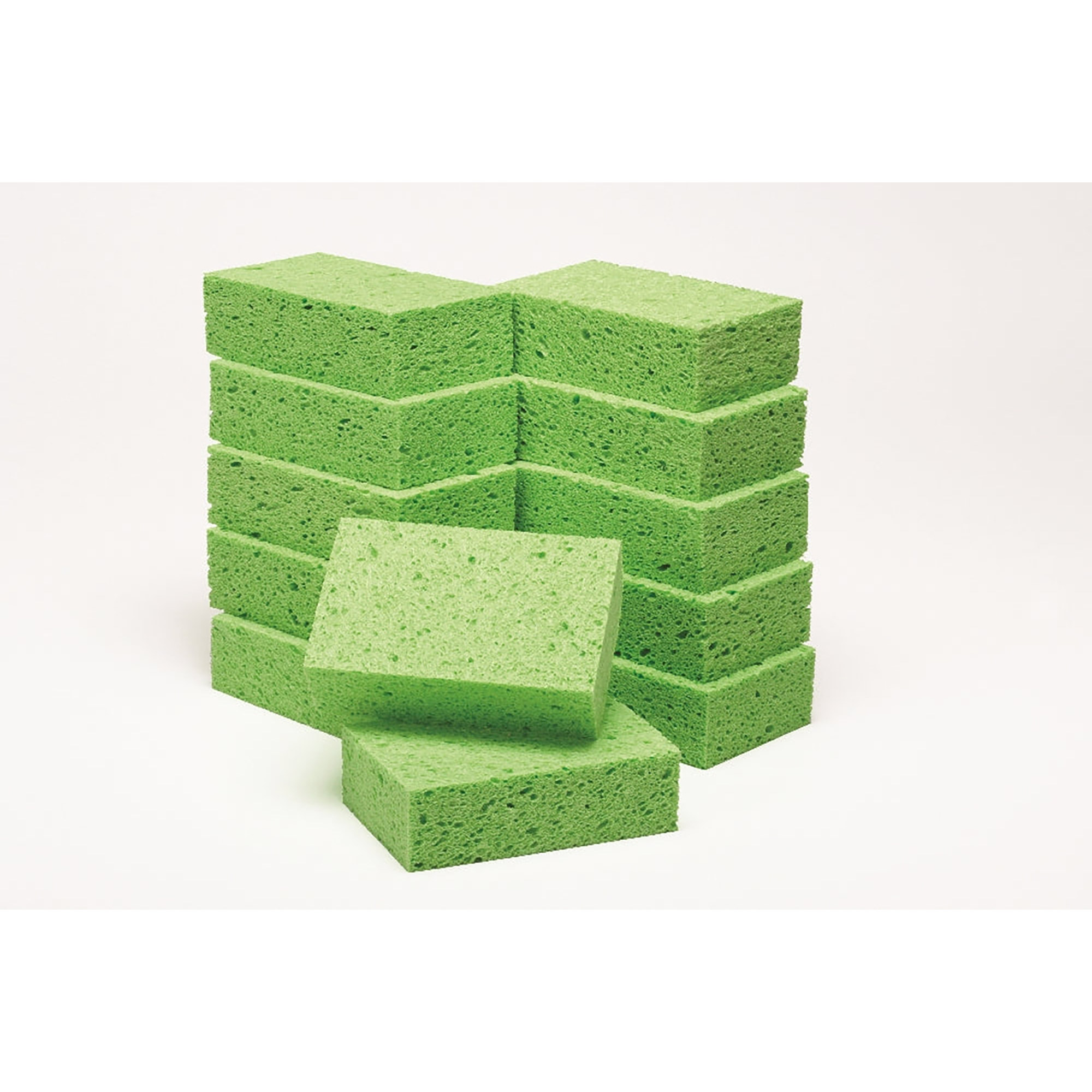 Sponge, Cellulose, Coarse-Textured, Uncompressed, Green, 3-5/8" x 5-3/4" x 1-3/4" - 5/BX