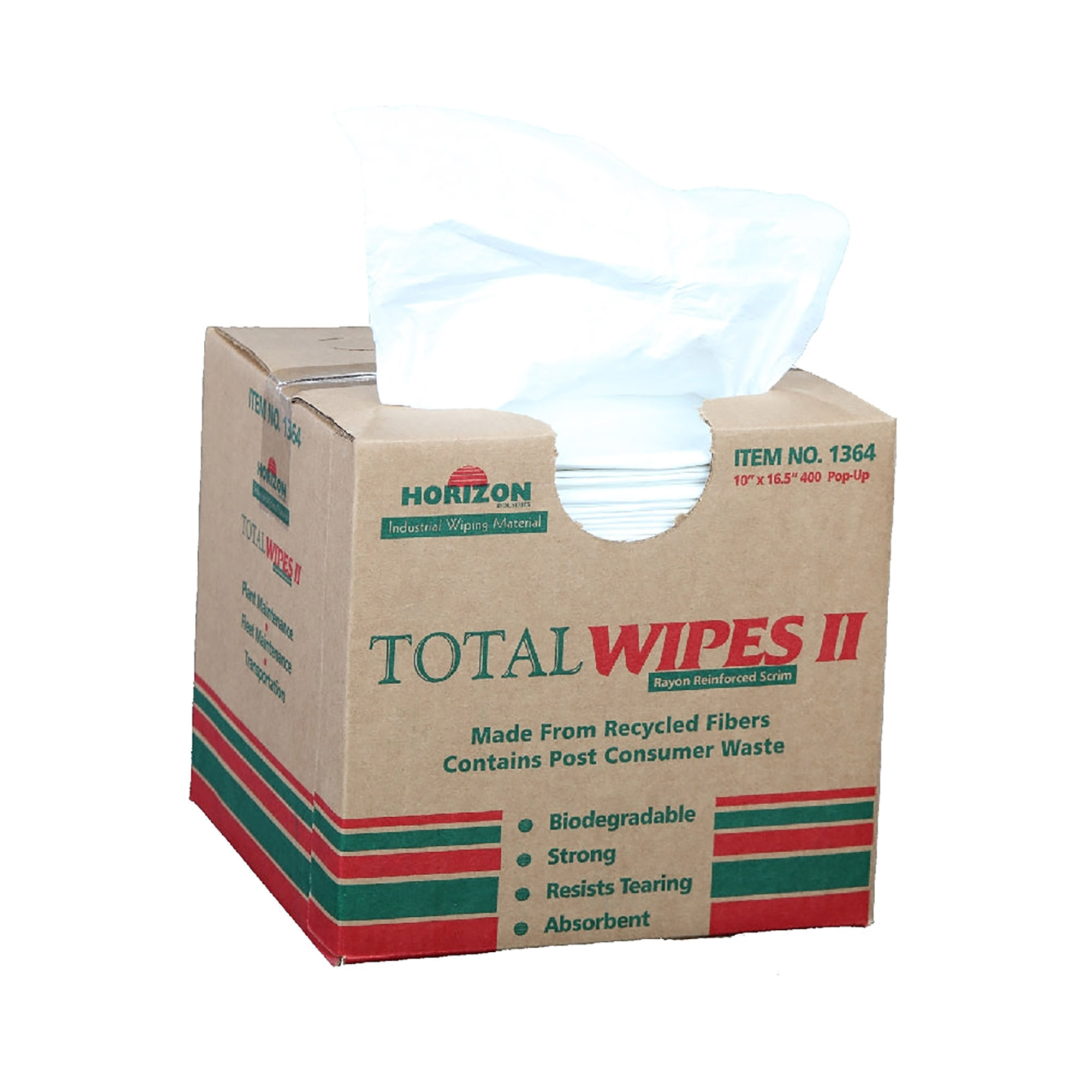 Towel, Machinery Wiping, 4-Ply, Biodegradable, White, 10" x 16-1/2" - 400/BX