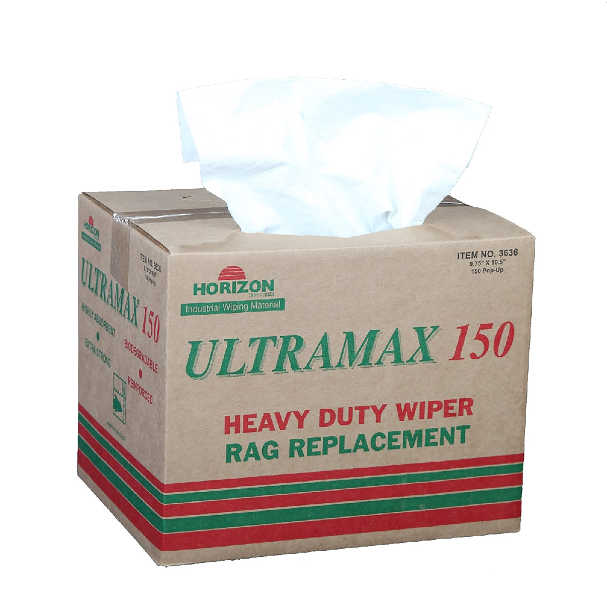 Towel, Cleaning, Biodegradable, Heavy Duty, White, 9-3/4" x 16-3/4" - 150/BX