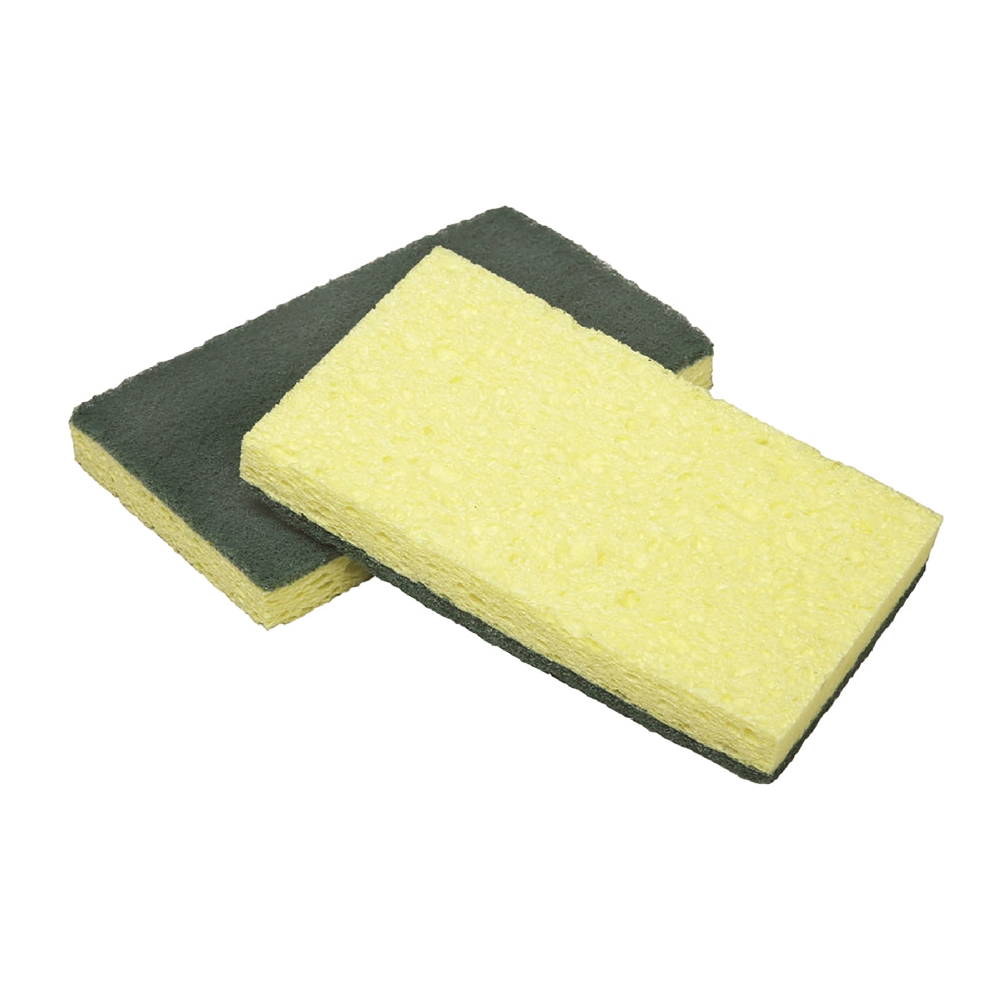 Scrubber, Sponge, Cellulose, Heavy Duty, Yellow/Green, 4.5" x 2.75" x .70" - 3/PK