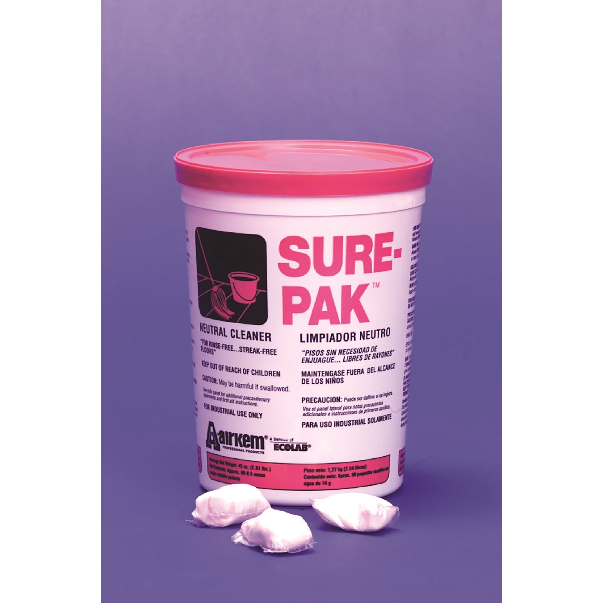 Ecolab Sure Pak, Floor Cleaner, Water Soluble, .5 oz - Each