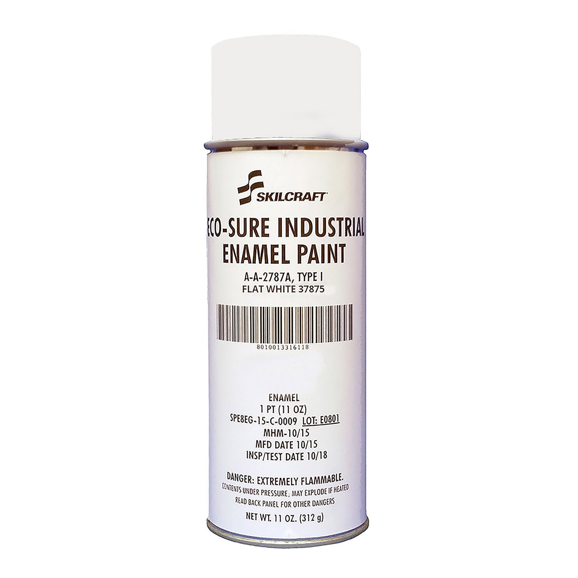 Enamel, Aerosol, Type I, Flat White, Pint - Each