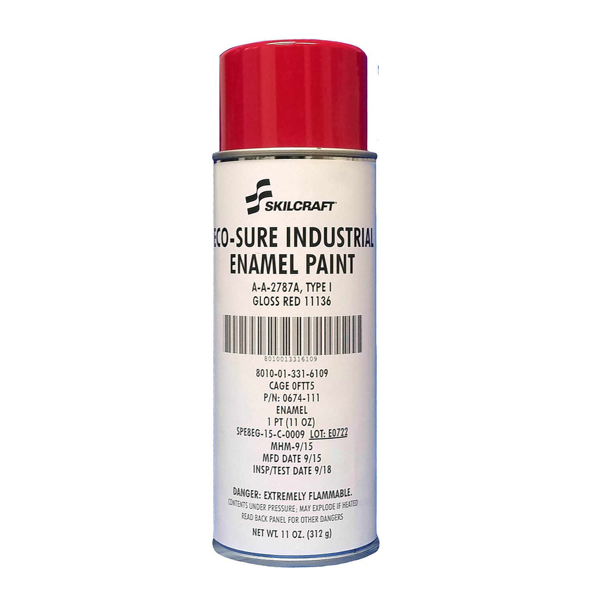 Enamel, Aerosol, Type I, Flat Red, Pint - Each