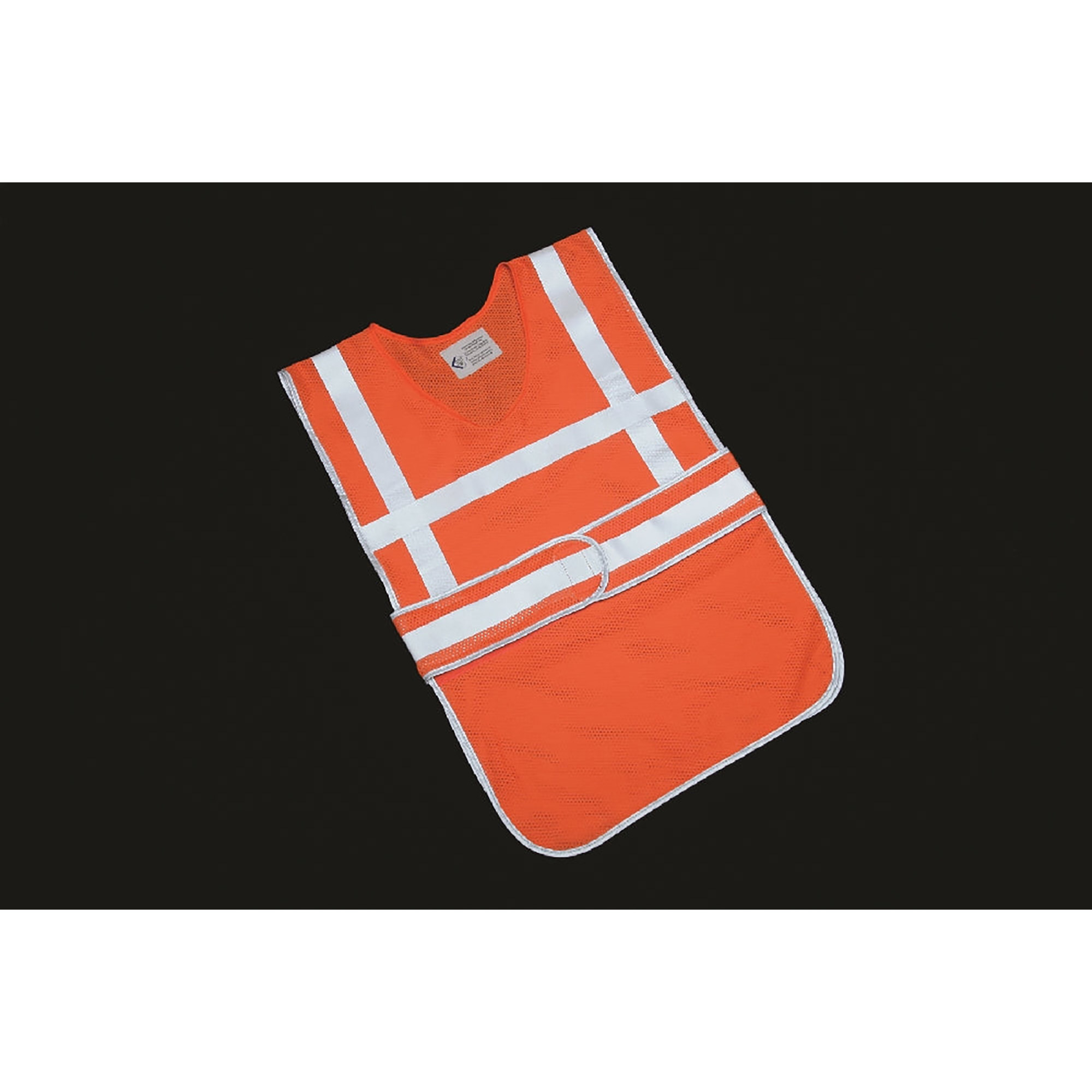Vest, Safety, Class 2 ANSI 107, Over the Head, Orange, Silver Reflective Strips, One Size Fits All