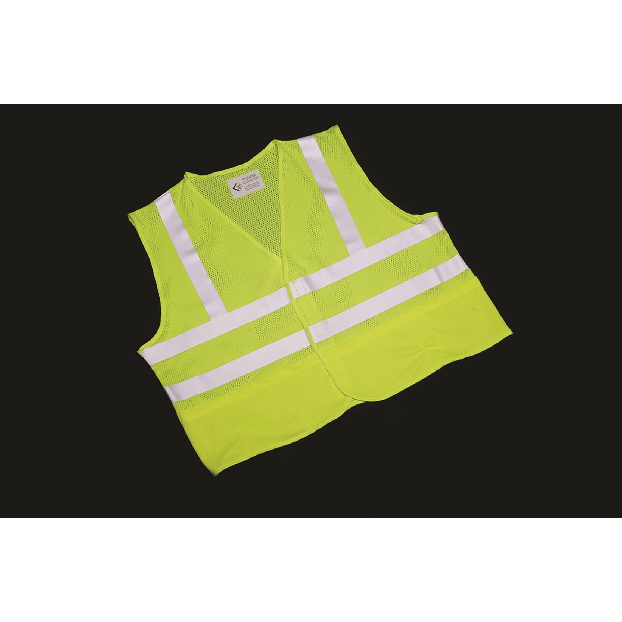 Vest, Safety, Class 2 ANSI 107, Front Closure, Lime, Silver Reflective Strips, X-Large - Each
