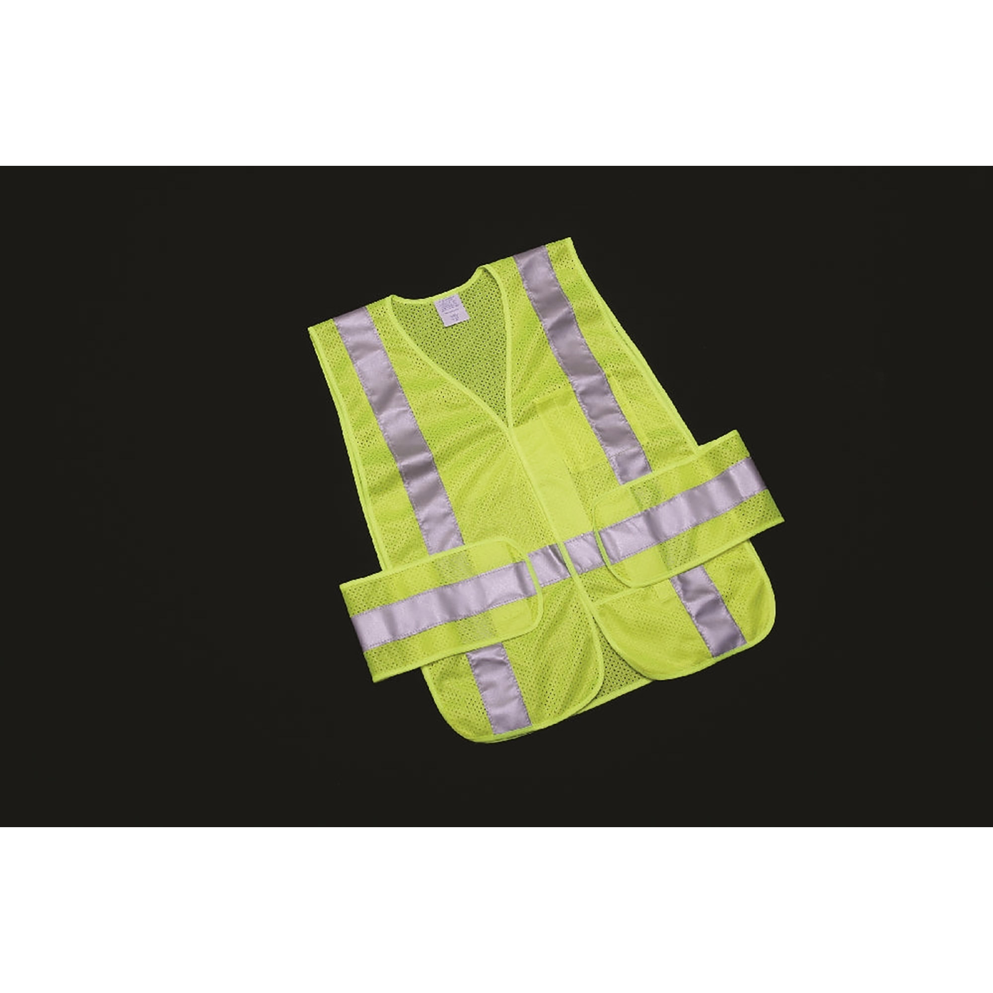 Vest, Safety, Class 2 ANSI 107, Front Closure, Lime, Silver Reflective Strips, One-Size Fits All