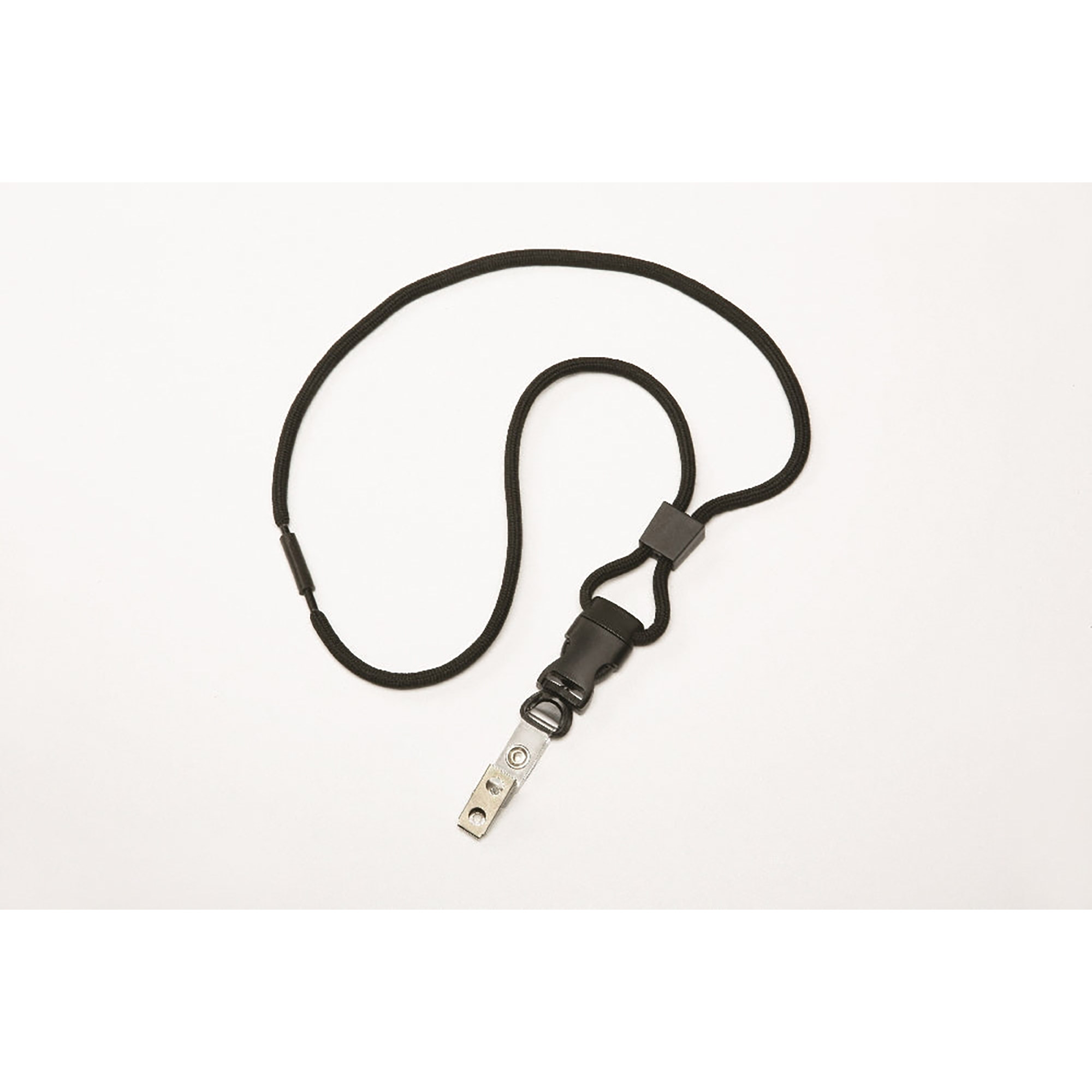 Neck Lanyard, Cord Style, Clip, Black, 36" x .25" - 12/PK