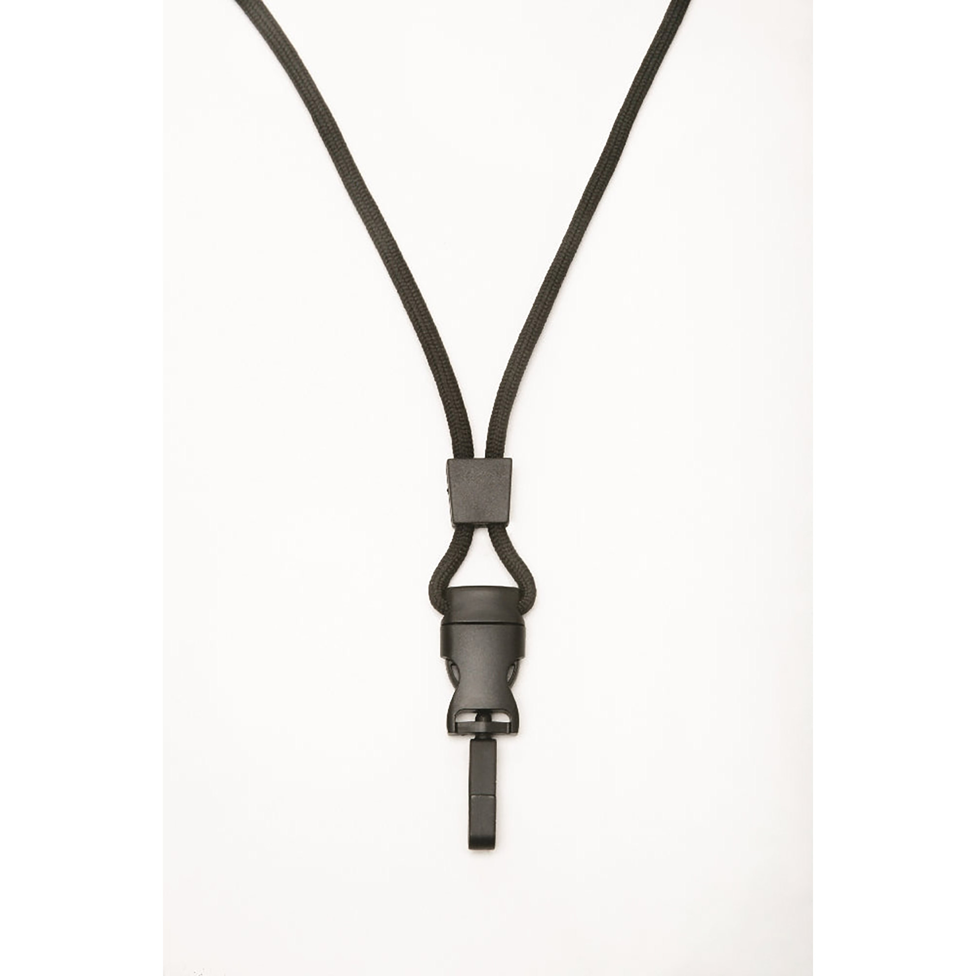 Neck Lanyard, Cord Style, Swivel Hook, Black, 36" x .25" - 12/PK