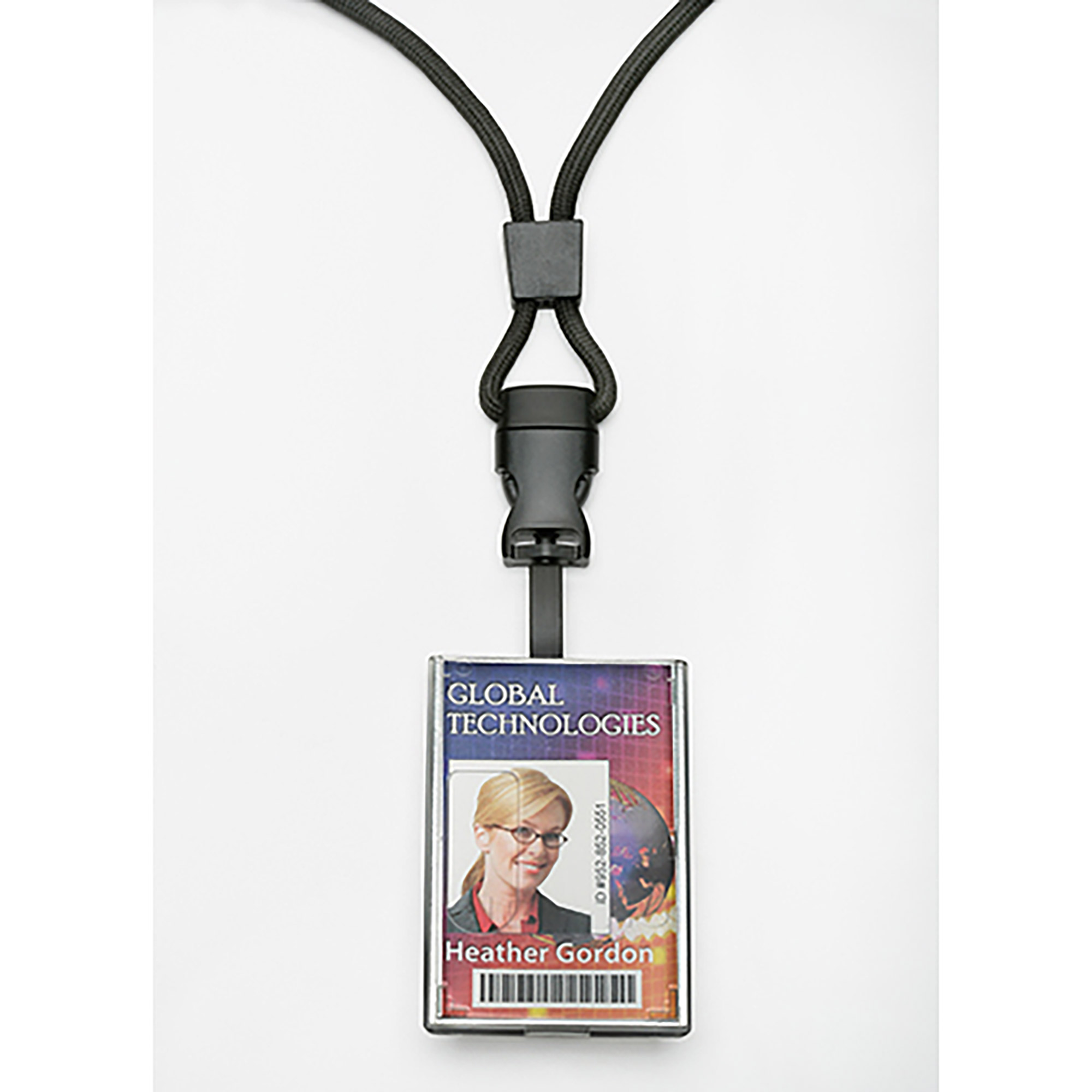 Neck Lanyard, Cord Style, Shielded Cardholder, Black, 36" x .25" - 12/PK
