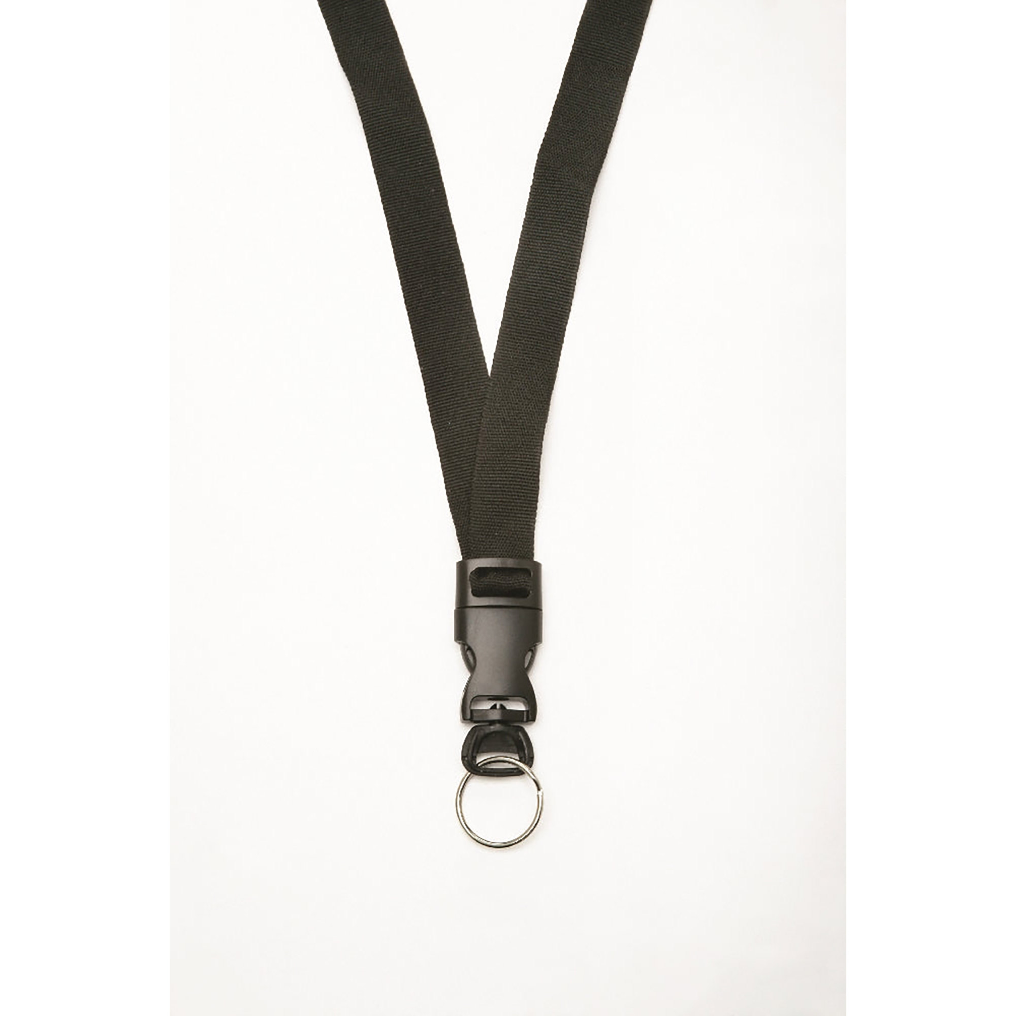 Neck Lanyard, Strap Style, Key Ring, Black, 36" x .75" - 12/PK