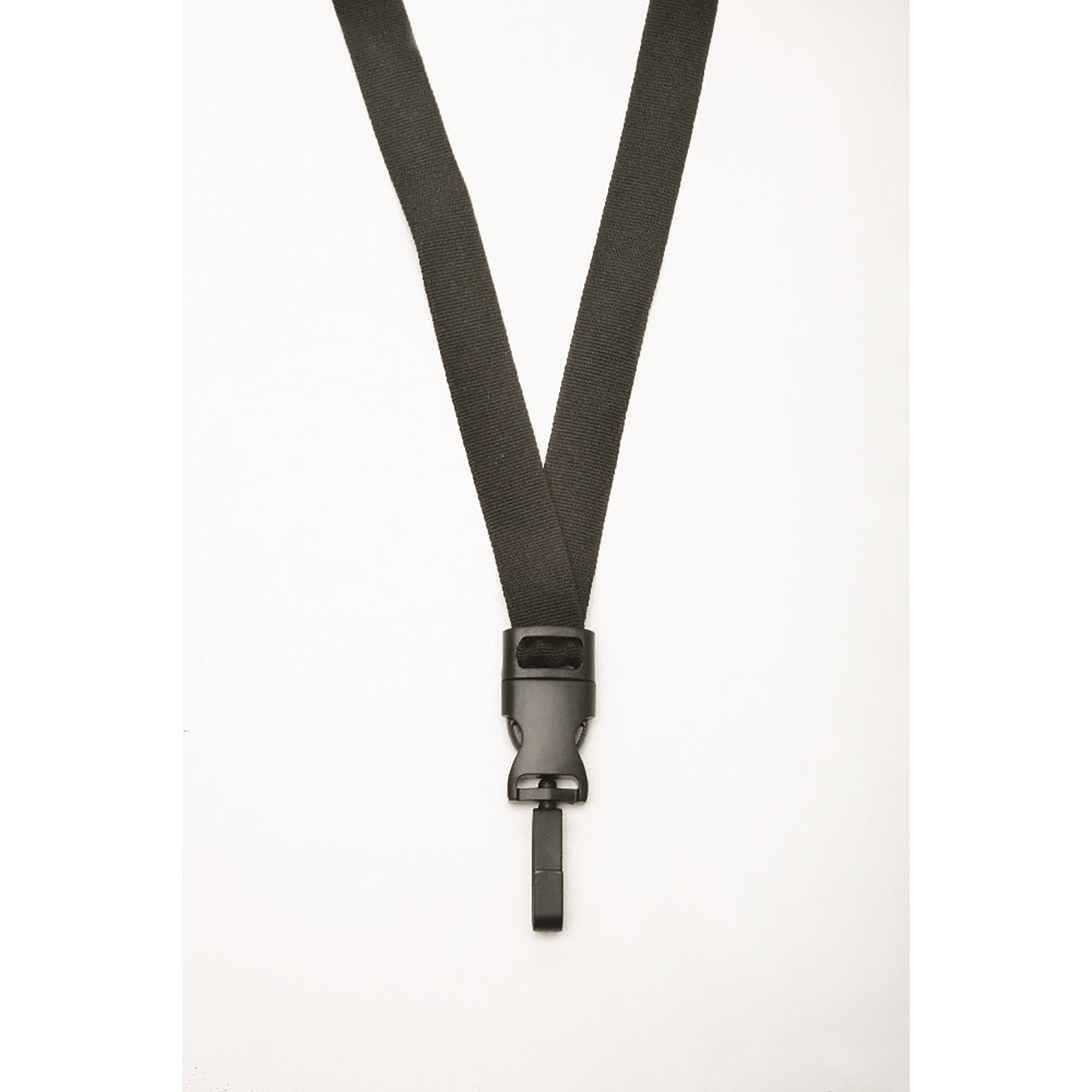 Neck Lanyard, Strap Style, Swivel Hook, Black, 36" x .75" - 12/PK