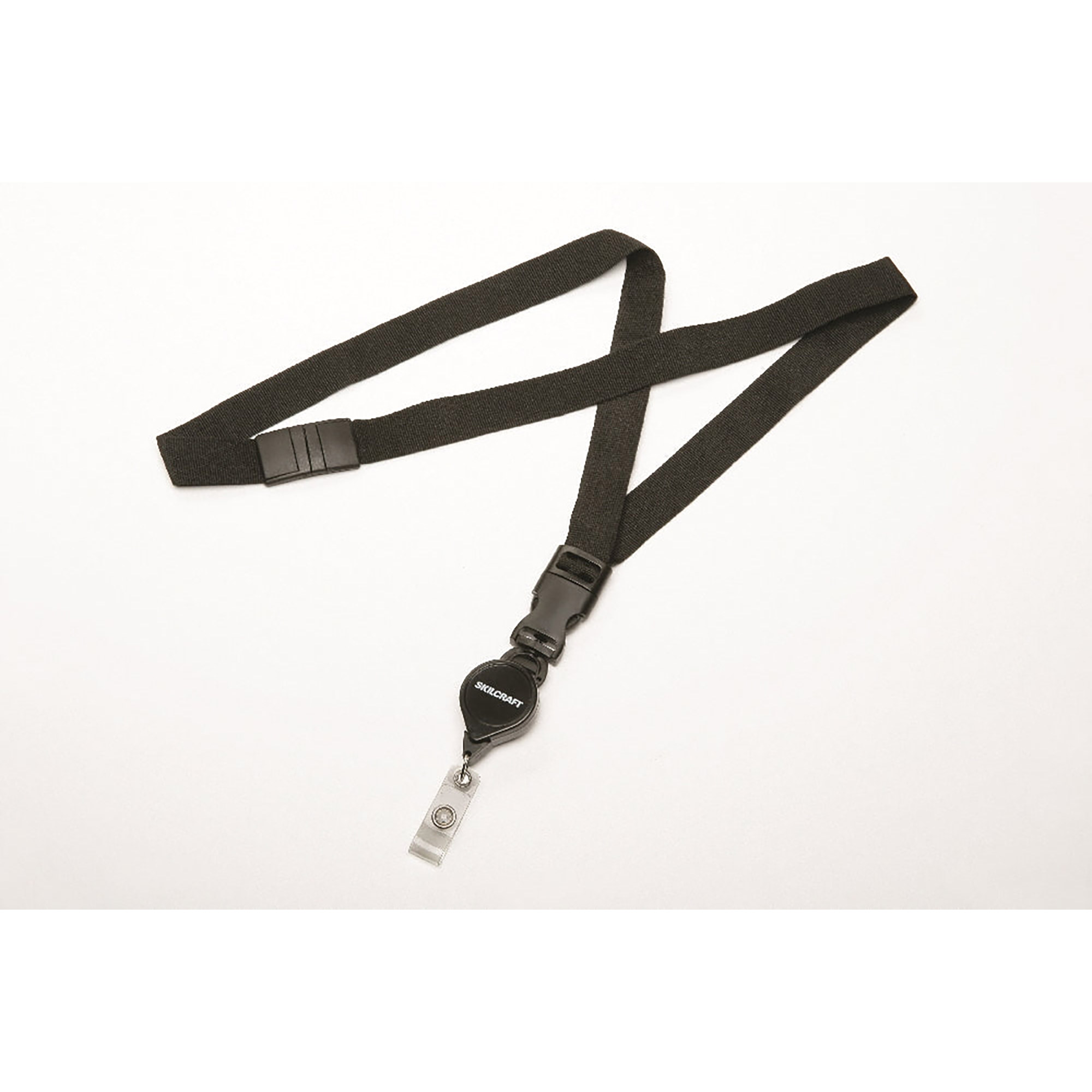 Neck Lanyard, Strap Style, Retractable Reel, Black, 36" x .75" - 12/PK