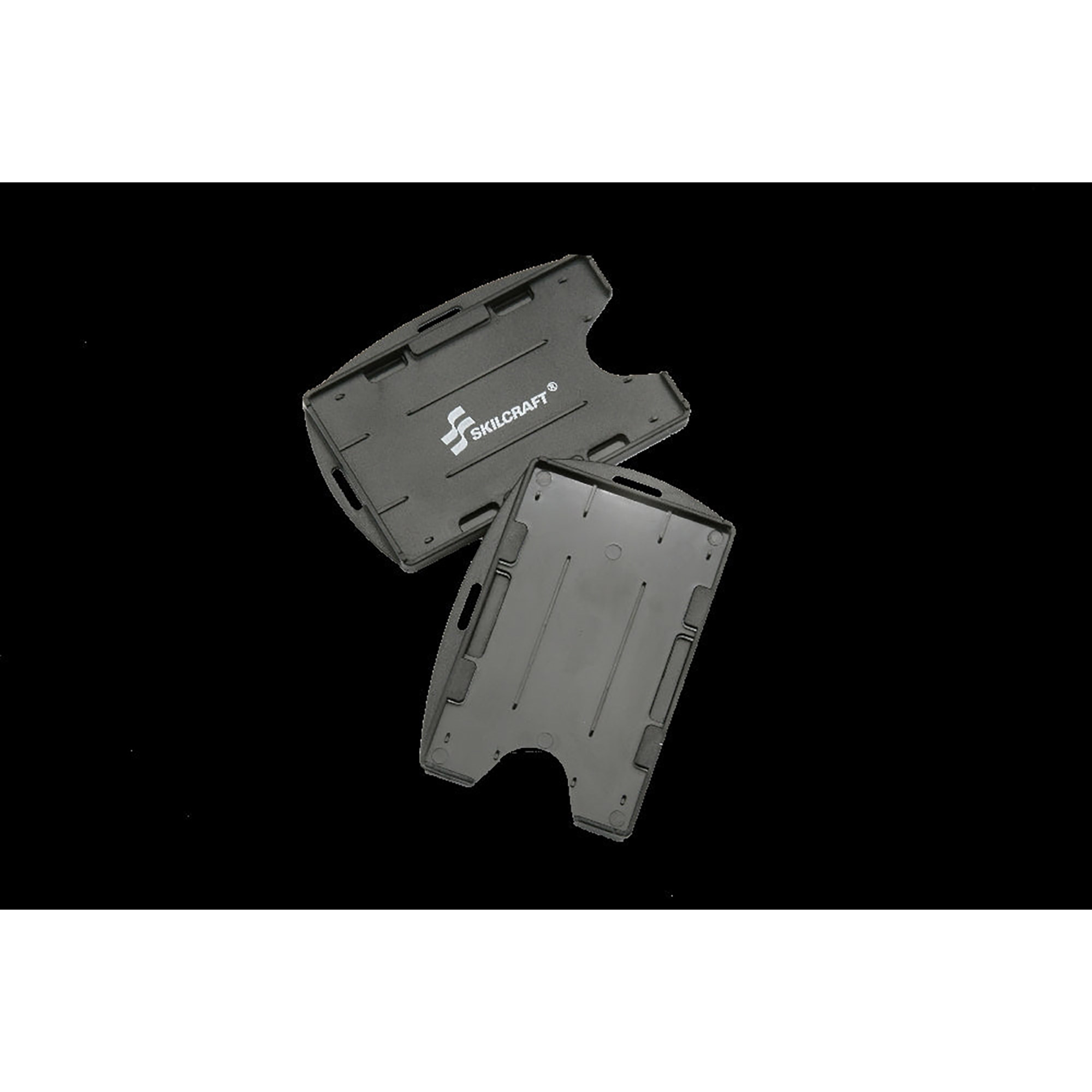 Id Card Holder, Dual Cards, Rigid Plastic, Black - 24/BX
