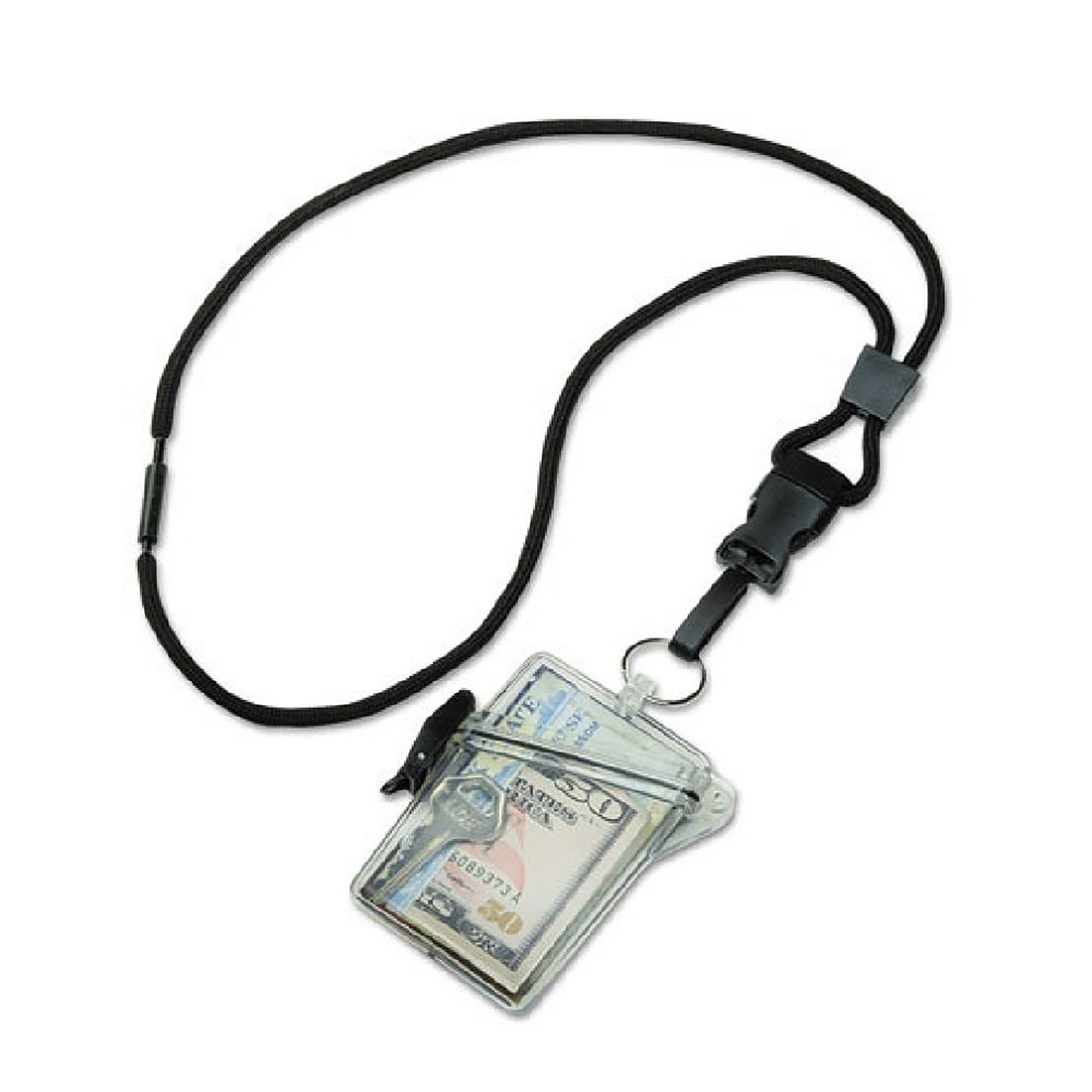 Badge Holder, Id, Plastic, Clear, Waterproof W/ Neck Lanyard - 12/PK