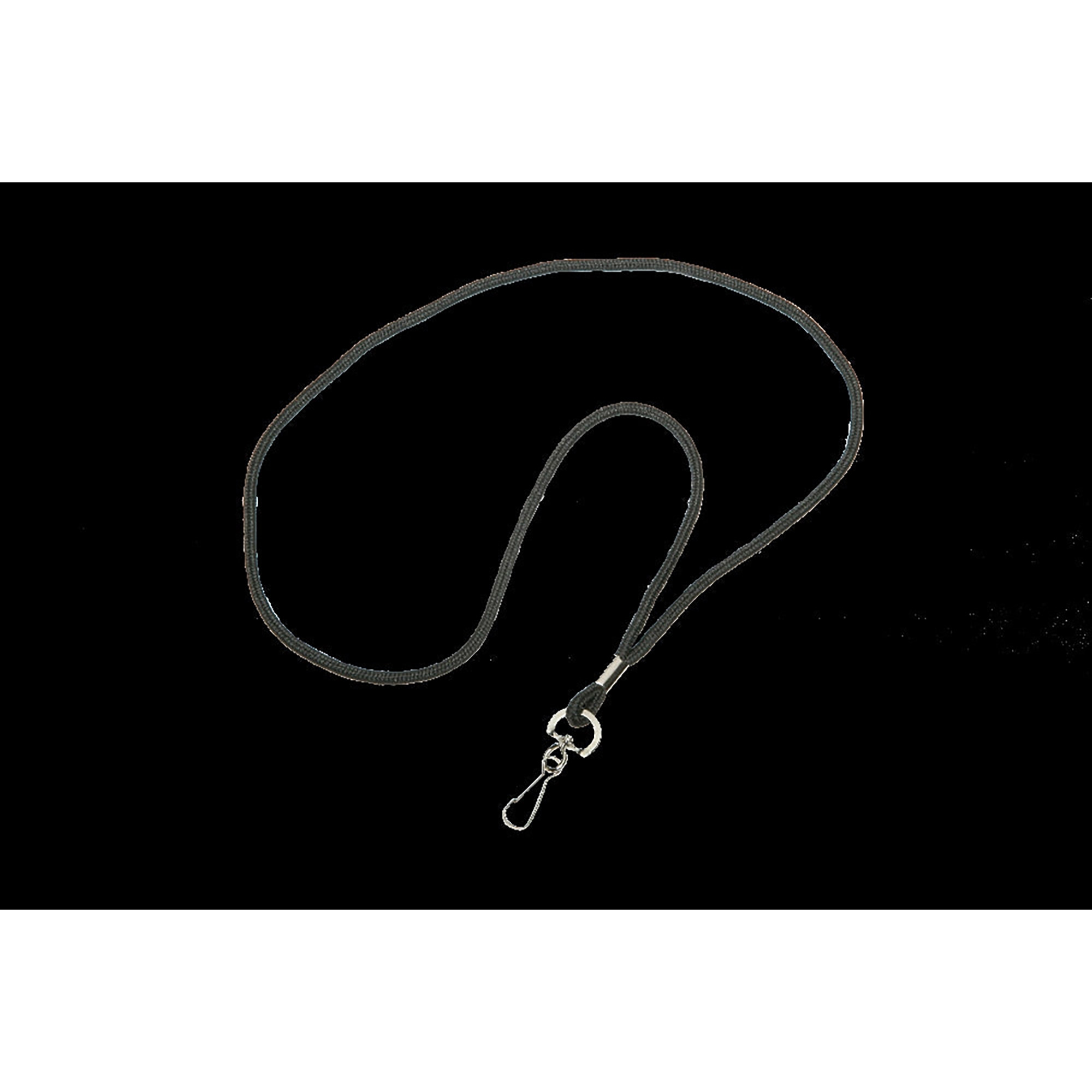 Neck Lanyard, Cord Style, J-Hook, Black, 36 x .25 - 12/PK