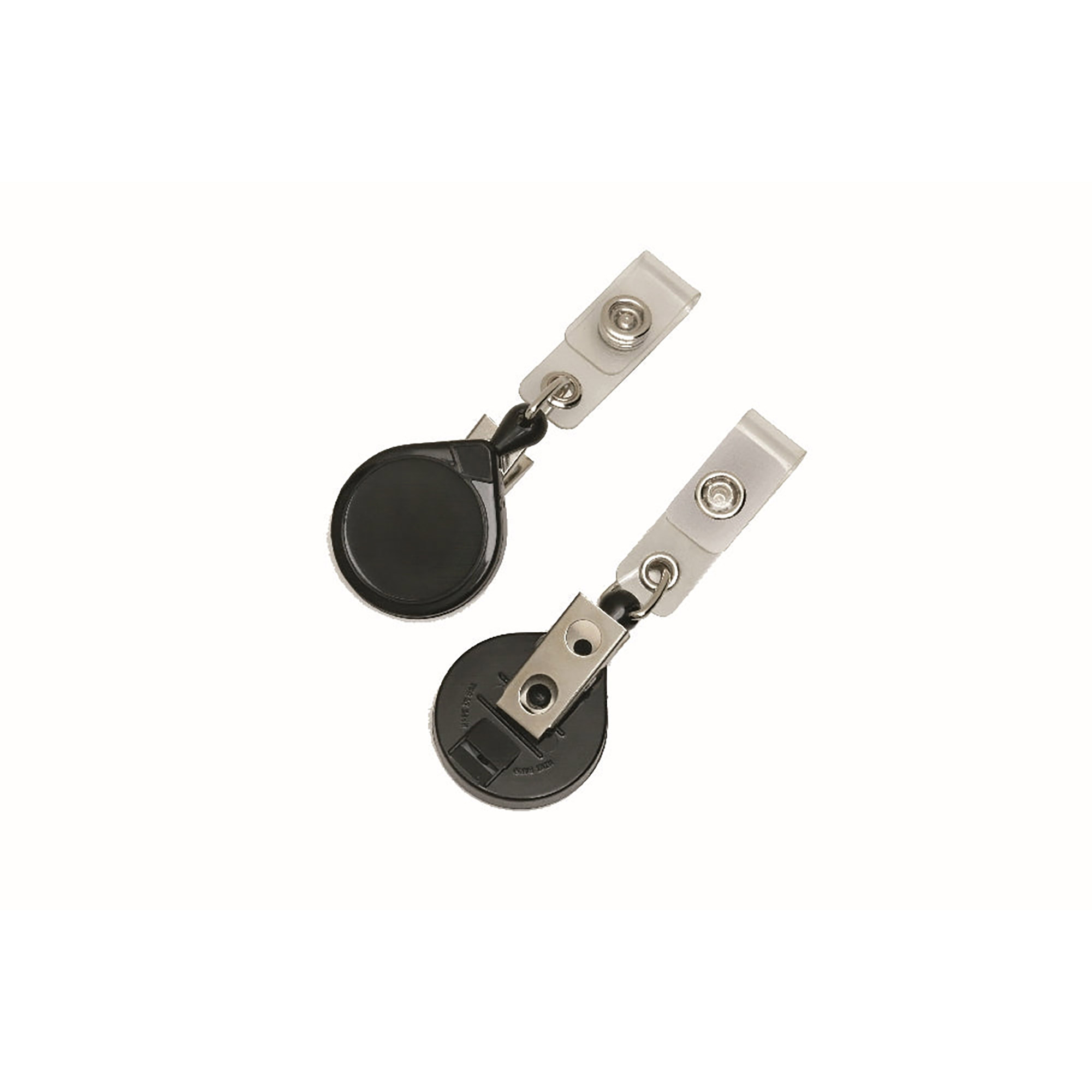 Badge Reel, ID, Retractable, Bulldog Clip, Black - 12/PK